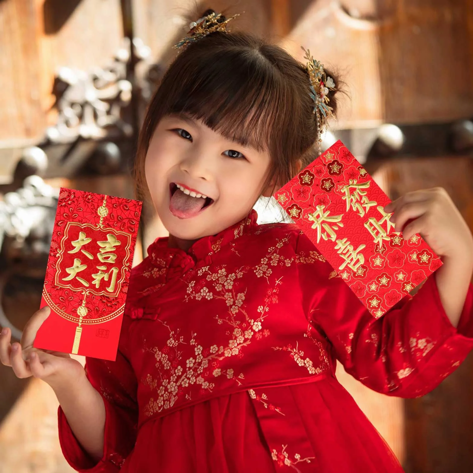 Enveloppes Rouges du Nouvel An Chinoises Porte-bonheur Lot de 36 pour Mariage Fête du Printemps