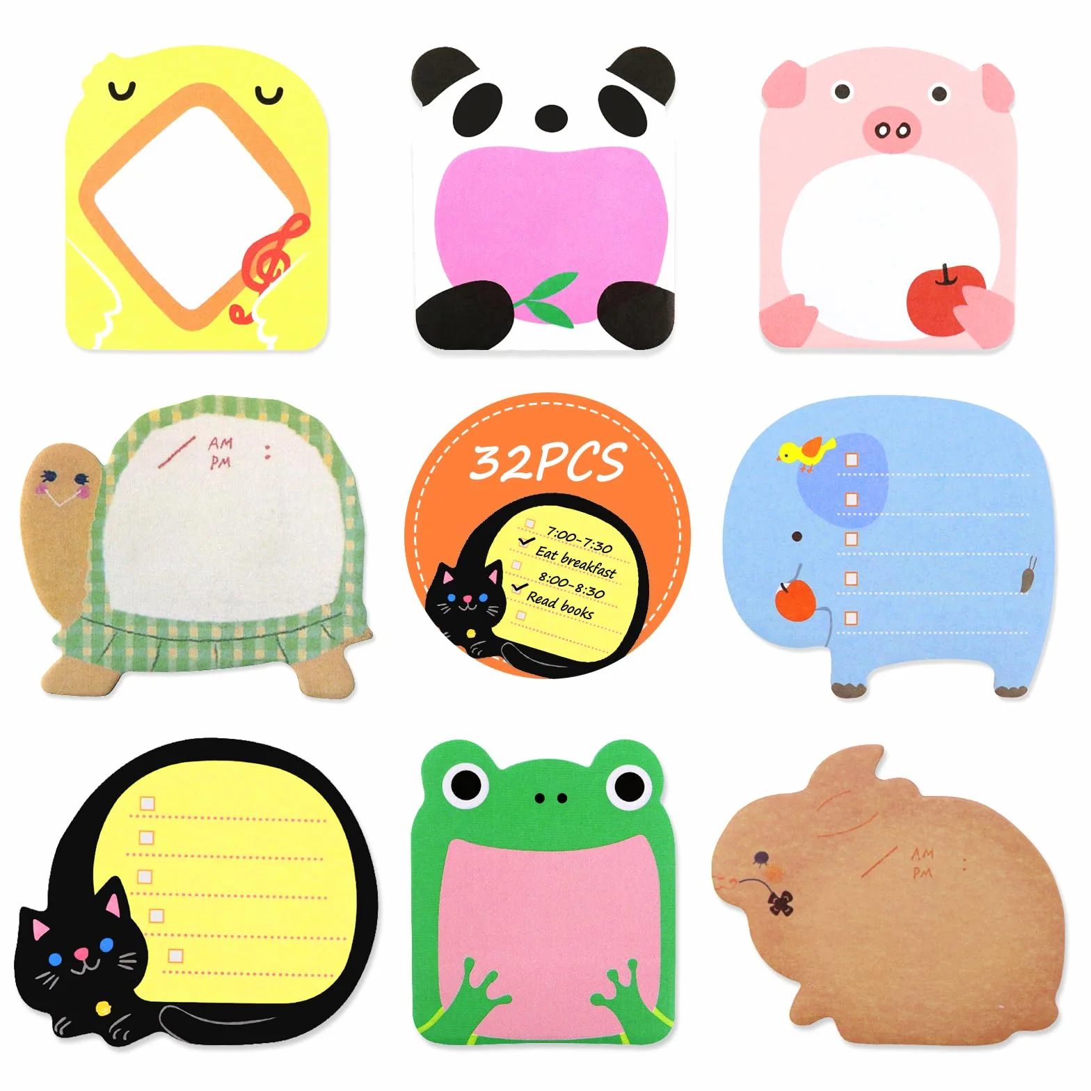 Autocollantes Animales 32 Petits Mignon Notes, 640 Pcs Bloc Notes Adhésives