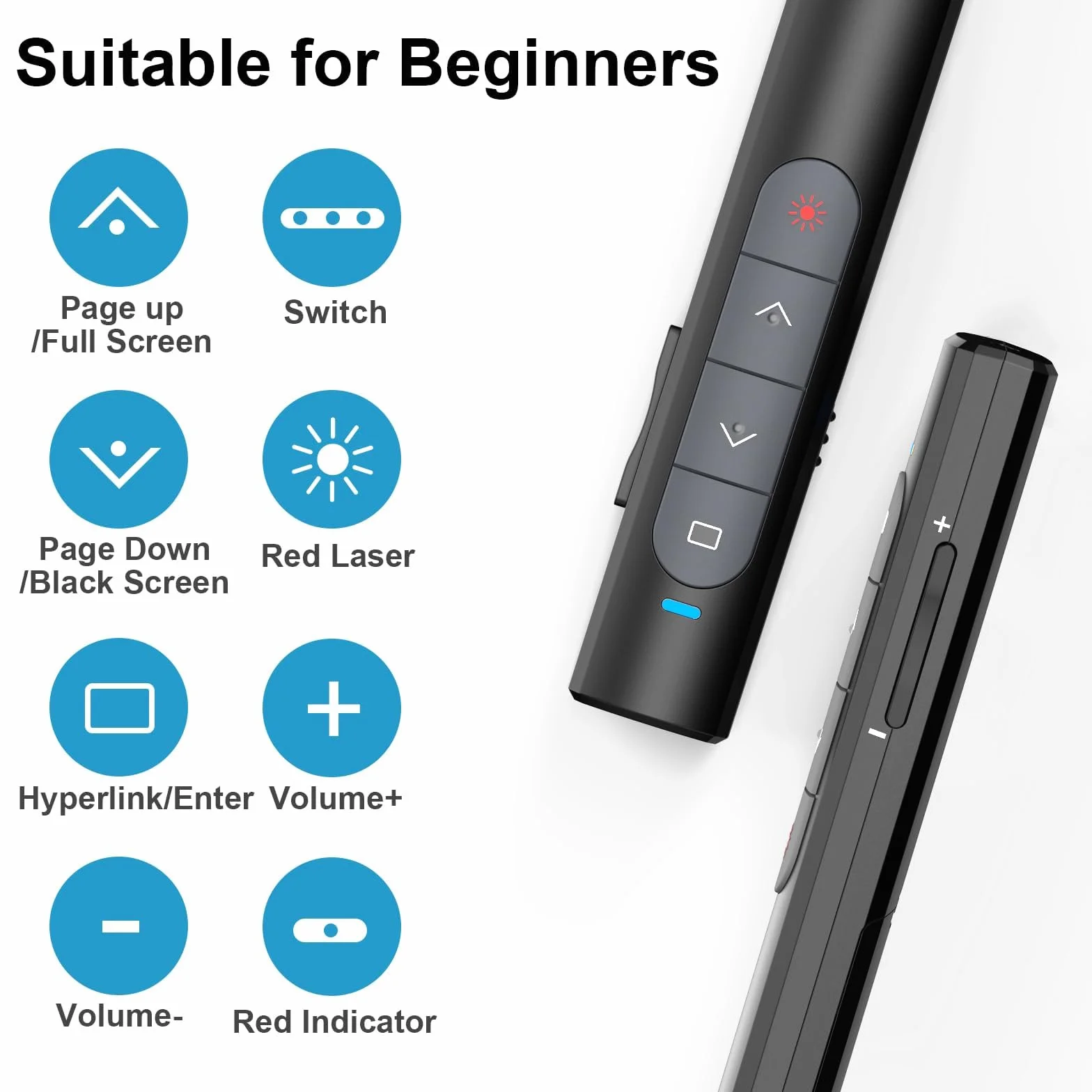 elzle Télécommande de présentation sans Fil 2,4 GHz avec récepteur USB, hyperlien & contrôle du Volume pour Mac, PC