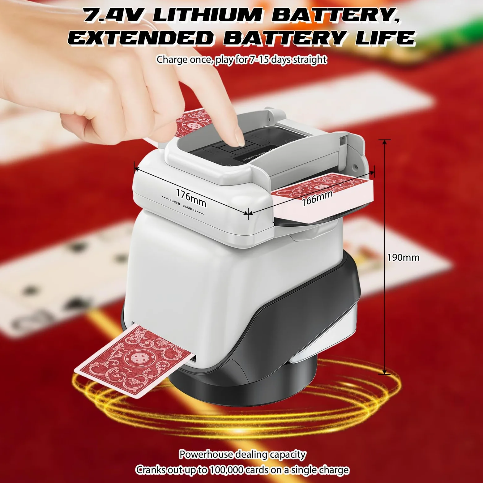 Distributeur et Mélangeur de Cartes Automatique – Machine Électrique Silencieuse pour 1 à 4 Jeux – Rechargeable (2000mAh) pour Poker, Blackjack, Texas Hold'em