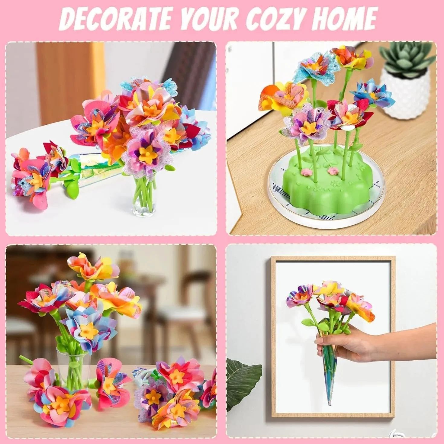 Kit Création Bouquet de Fleurs DIY pour Fille 6 Ans+ avec Machine à Fleurs, Jouet Créatif Cadeau Anniversaire