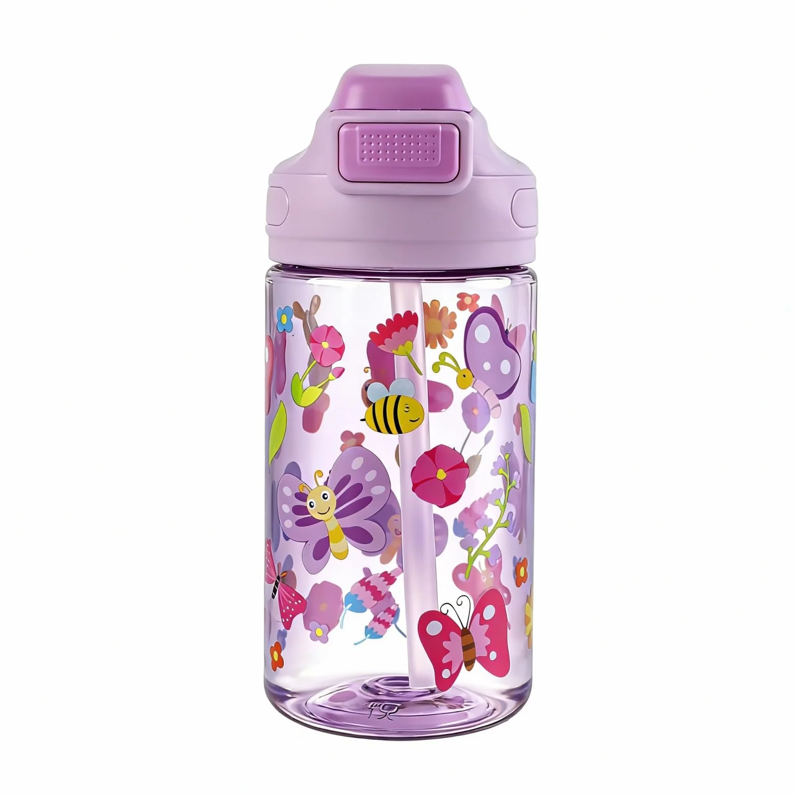 Gourde Enfant 400ml Anti Fuite Sans BPA avec Paille Papillon