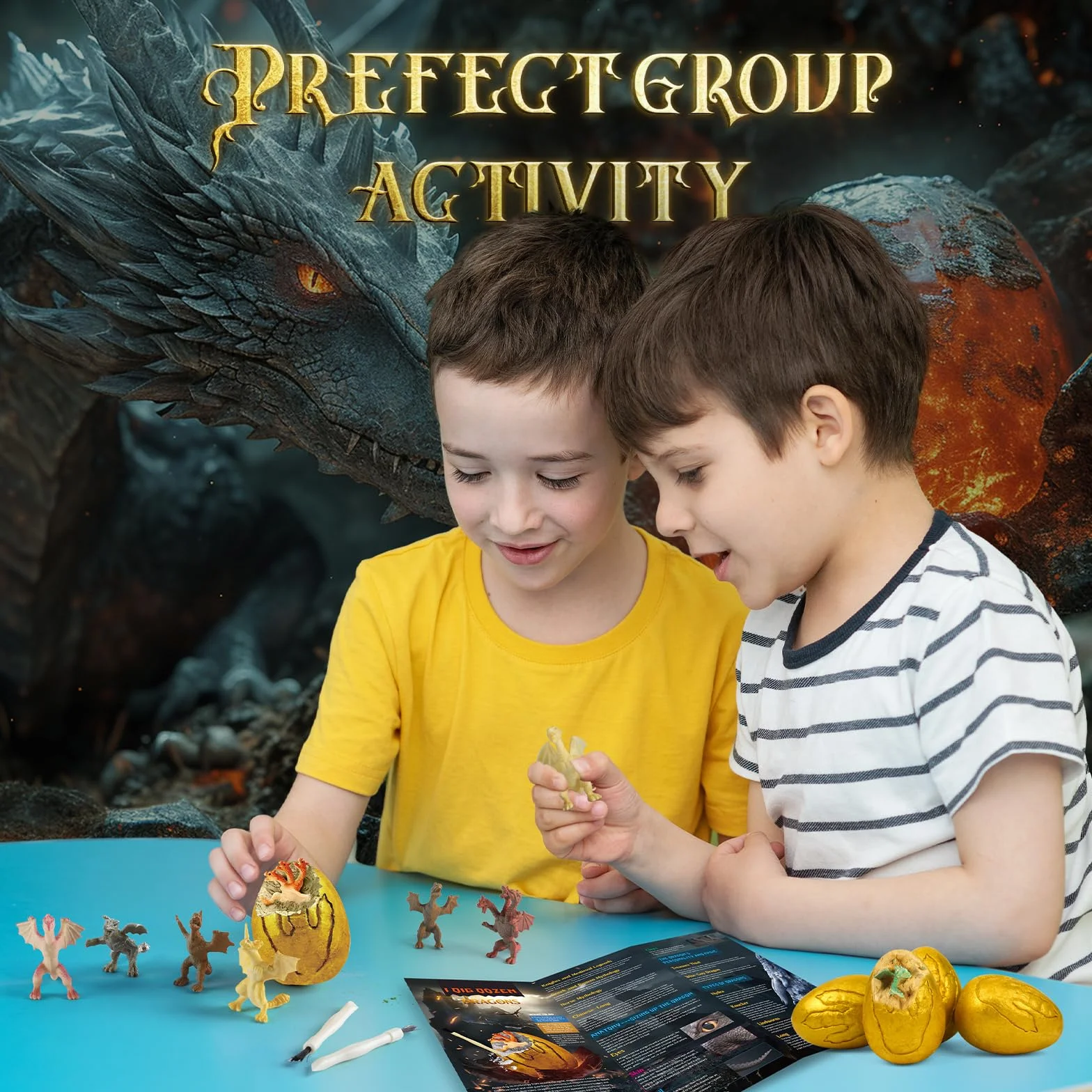 Kit de Fouilles Dragon Oeuf Enfant - Creuser 12 Jouets de Dragon - Cadeau Jeux Garcon 6-12 Ans