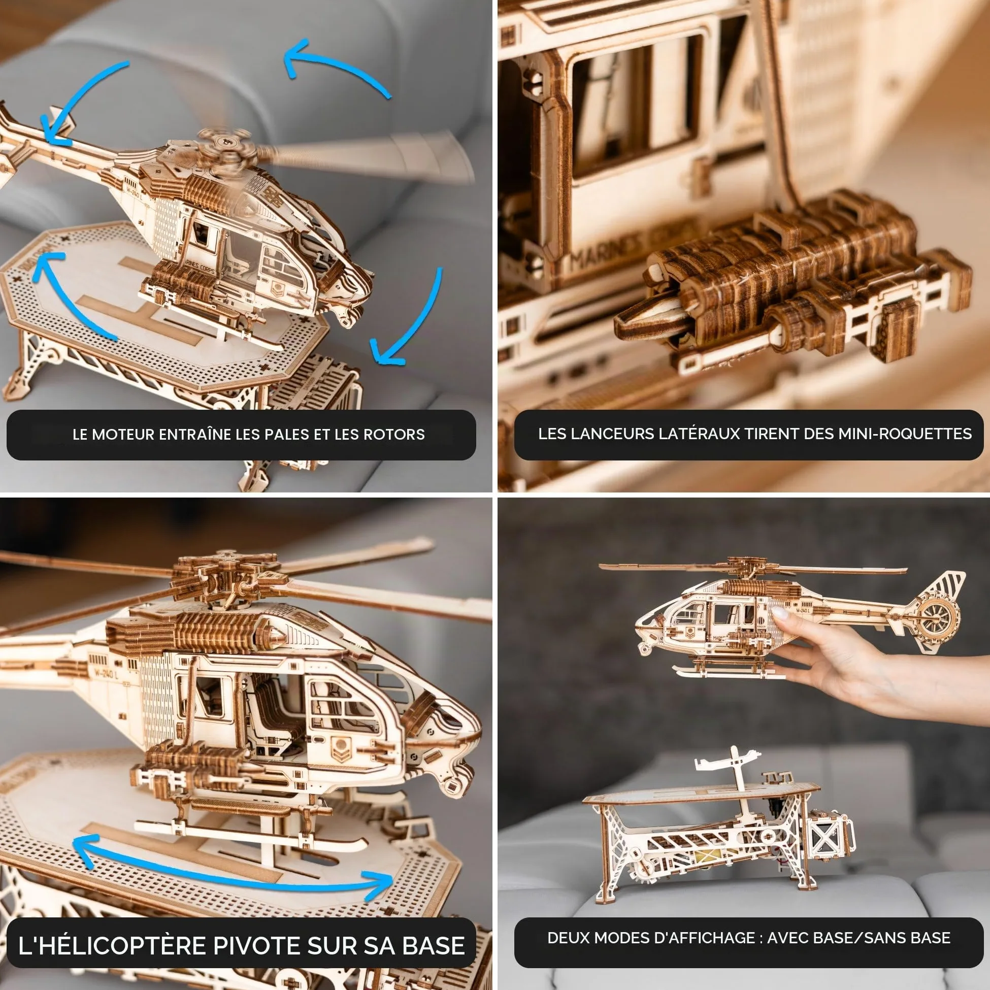 Wood Trick Electric Thunder Chopper Puzzle 3D en Bois pour Adultes à Construire