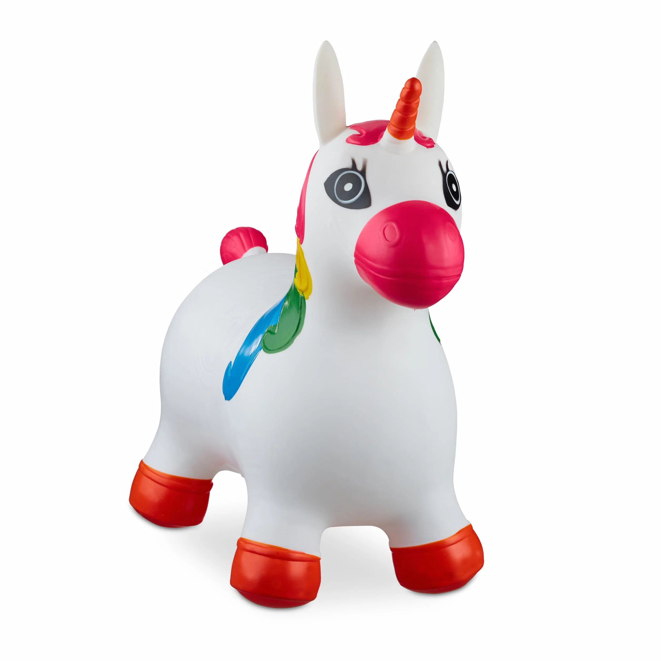 Relaxdays Animal Sauteur en Forme de Licorne, Charge Max. 50 kg, sans BPA, Pompe à air, Blanc