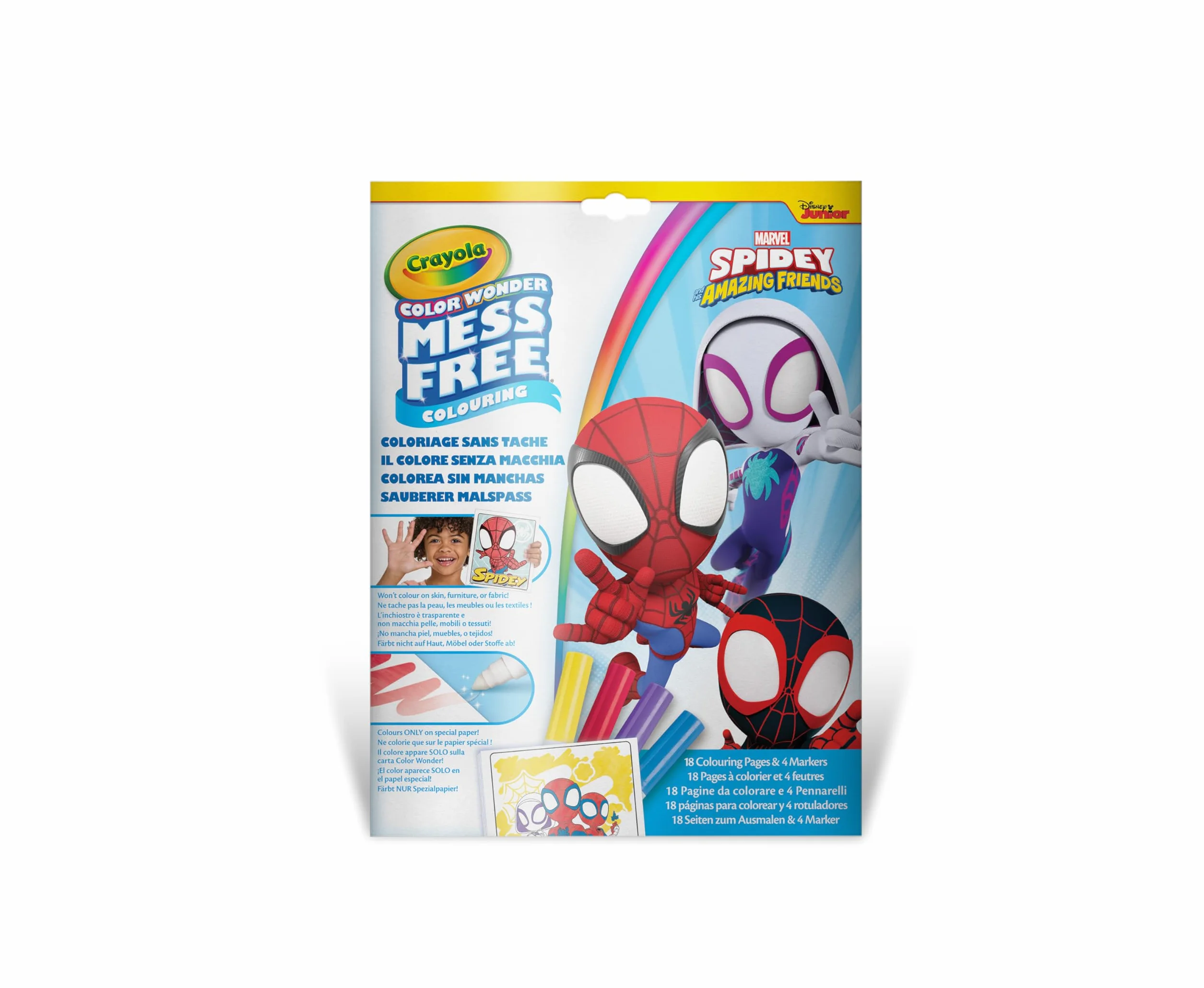 CRAYOLA Color Wonder Kit de Coloriage Spidey 18 Pages 4 Feutres Anti-tache Enfants 3 Ans