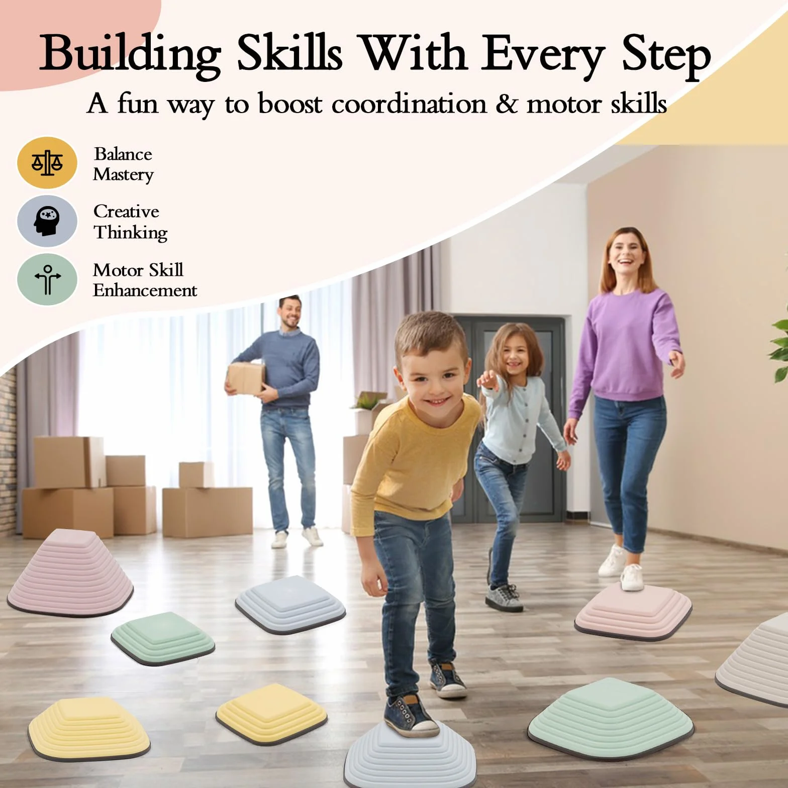 D'équilibre pour Enfants 11 PCS Antidérapant Stepping Stones Sensorielles Intérieur Extérieur Parcours de Motricité 3-8 Ans