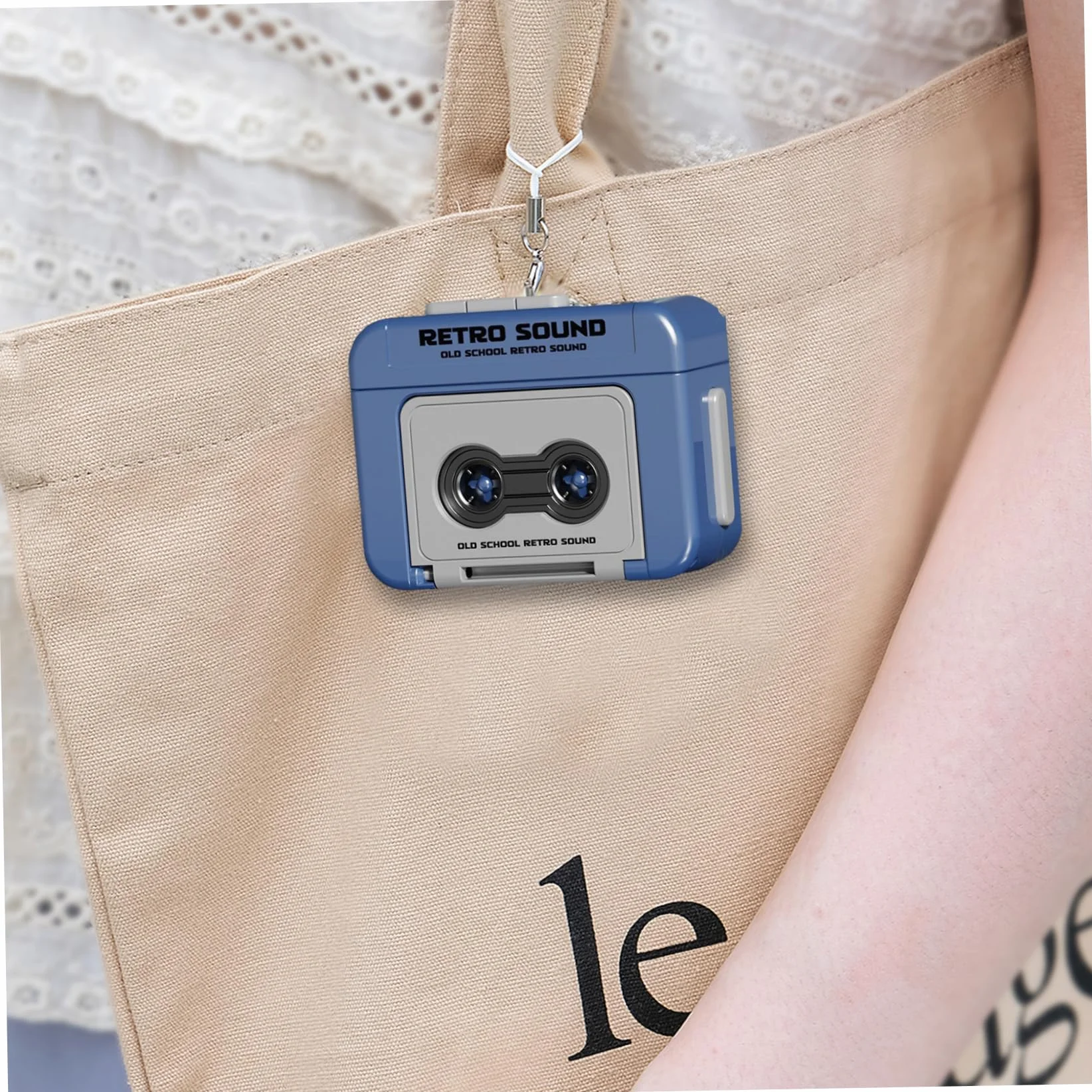 Retro Mini Cassette magnétique clés avec Musique, Lecteur microcassette enregistrable Haut-Parleur intégré pour Sacs à Dos