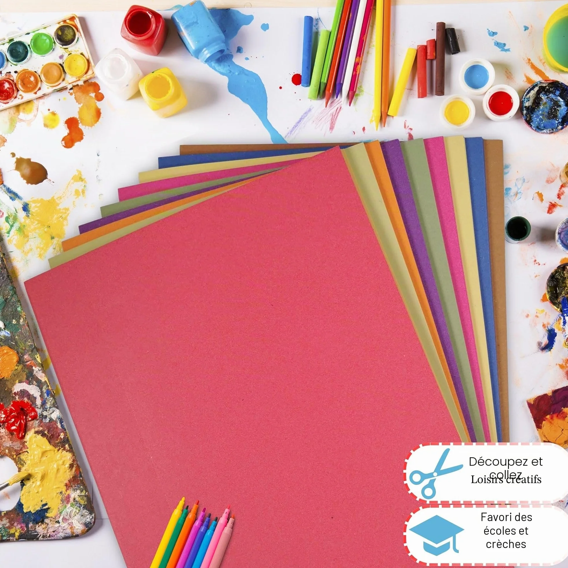 Papier à sucre recyclé A2 Couleurs vives 60 x 42 cm Lot de 20 feuilles pour loisirs créatifs