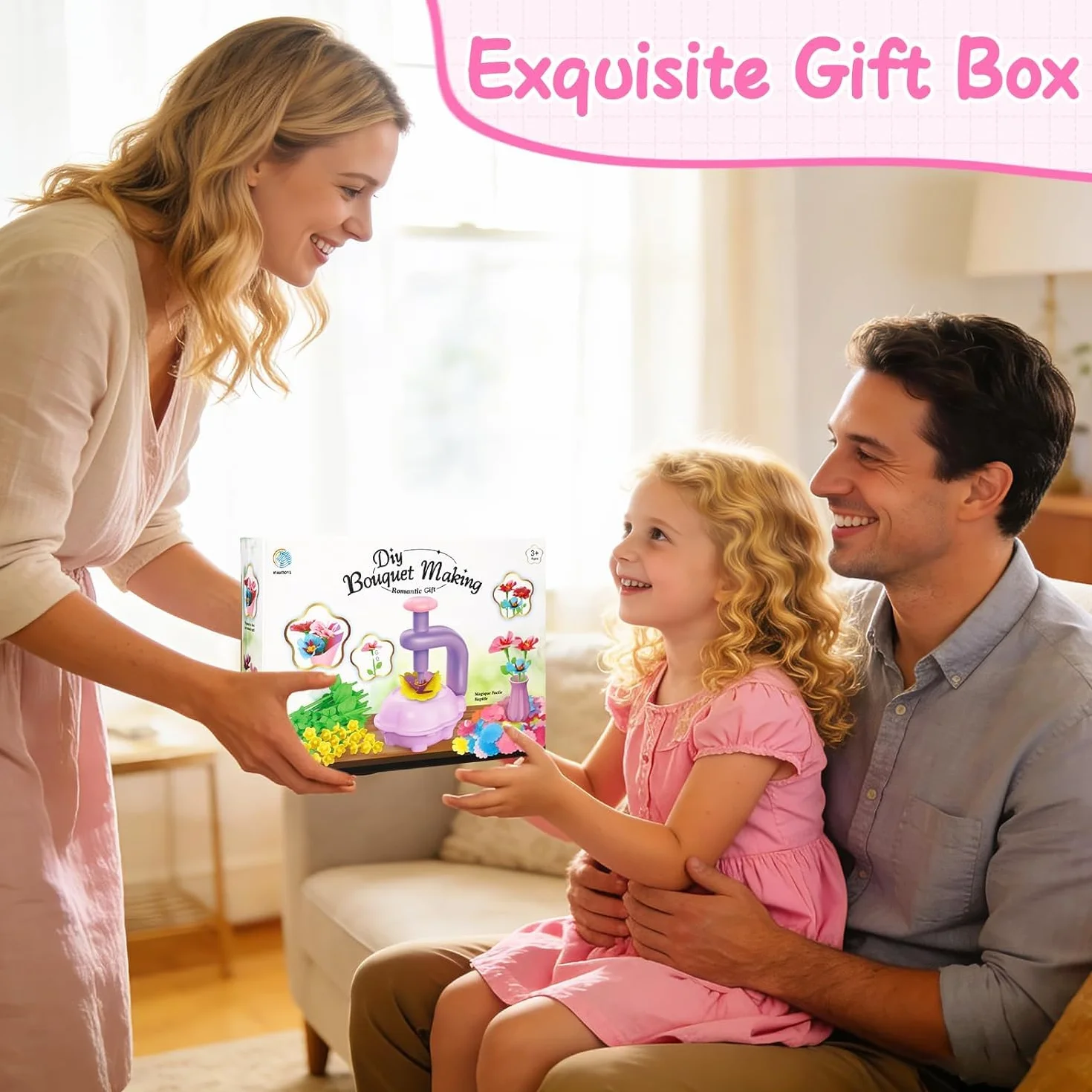 Kit Fabrication de Fleurs Tissu Bricolage Créatif pour Filles 3+ Ans Violet