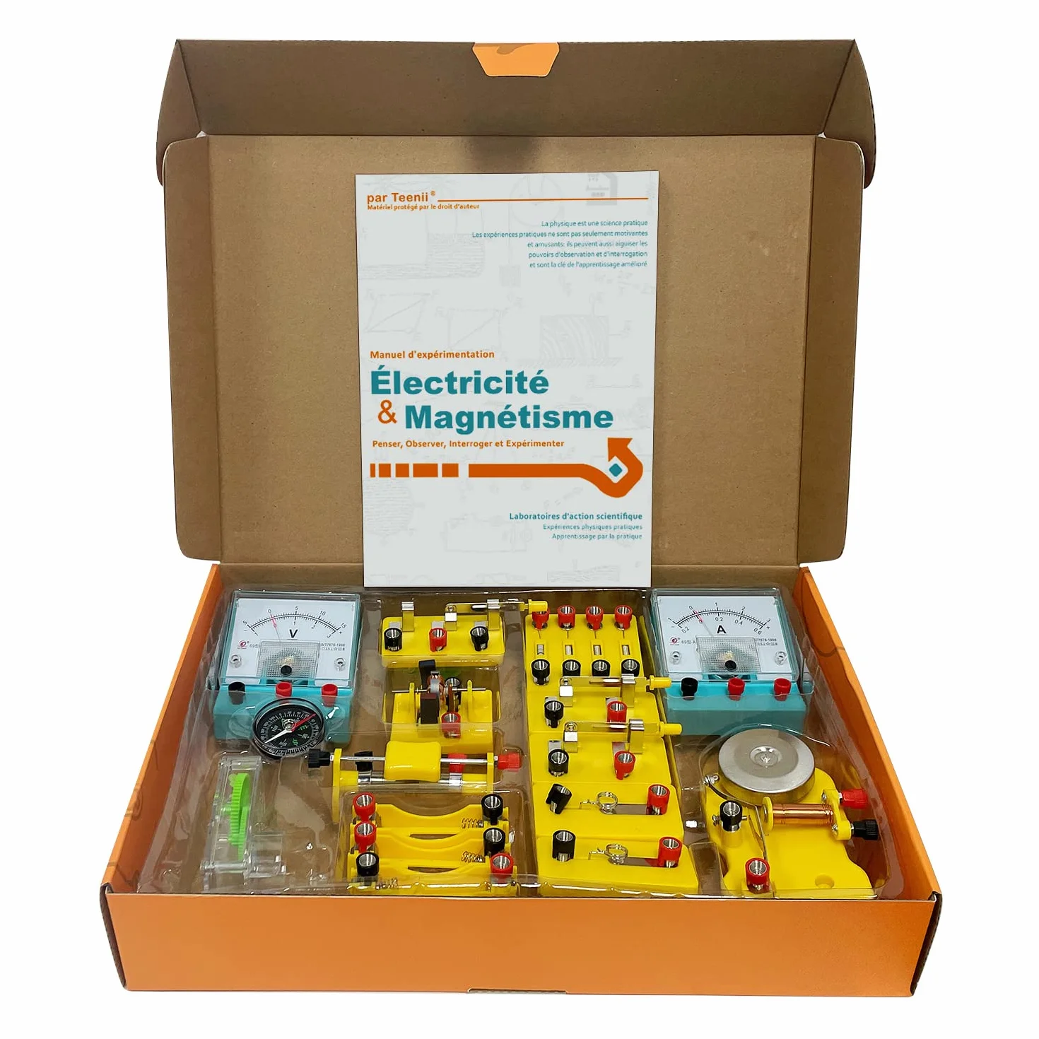 Teenii Kit Scientifique Enfant Électricité et Magnétisme STEM, Circuit Électrique, Coffret Physique 50 Pièces 8 Ans+