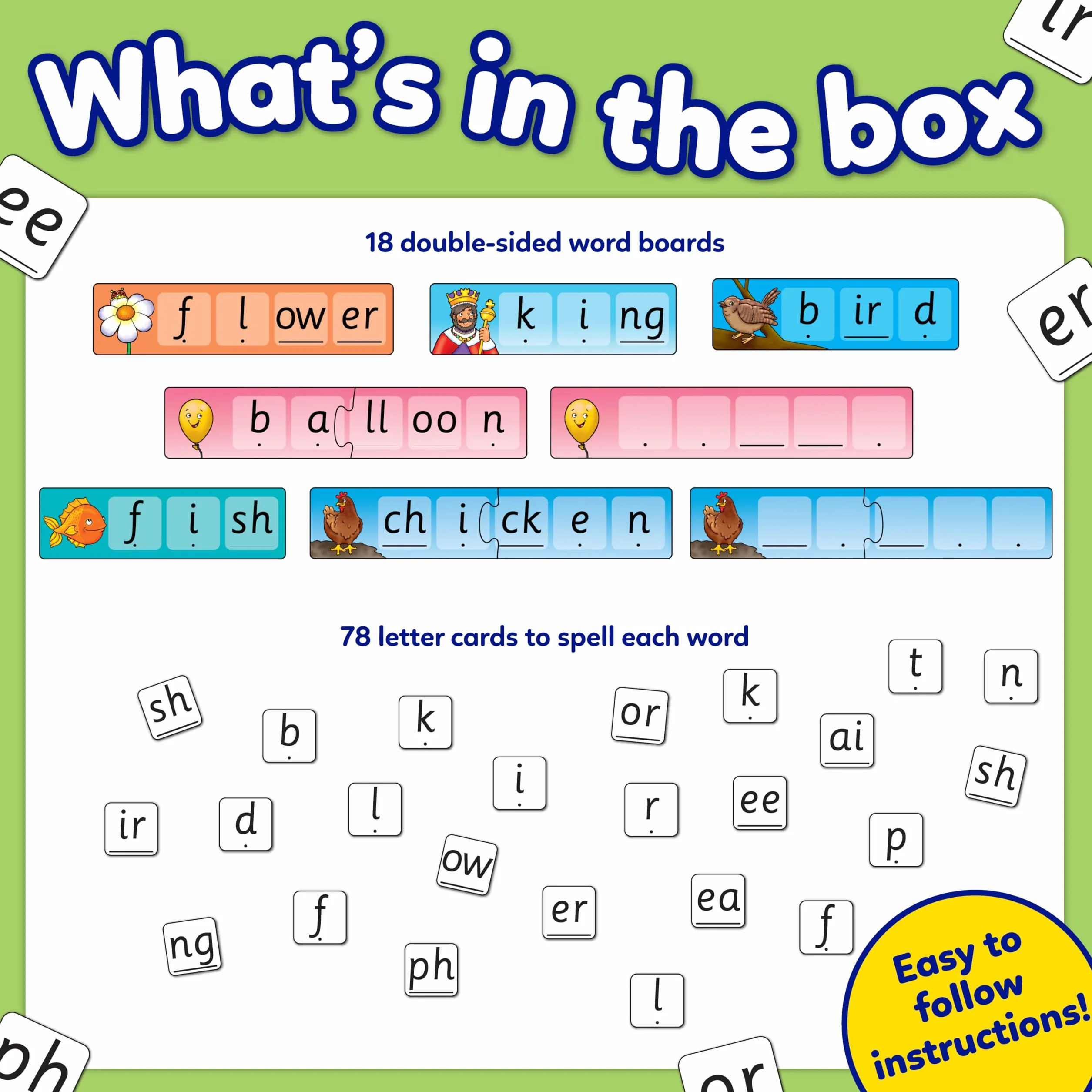 Orchard Toys Match and Spell Next Steps Educational Spelling Game Age 5+ Phonics Word Building