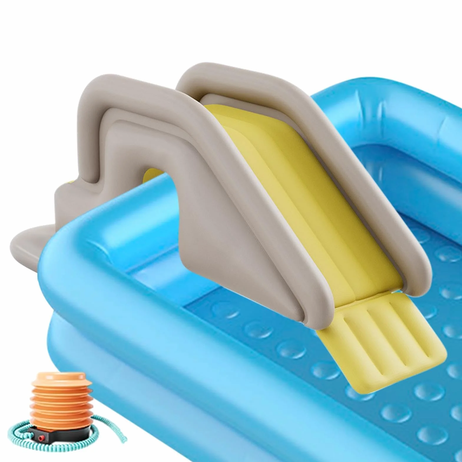 Toboggan Gonflable pour Piscine pour, Toboggan Aquatique avec Pompe À Pied Gonflable, Base Remplissable d'eau, pour Piscines Hors Sol Et Enterrées, 200 X 80 X 85 Cm