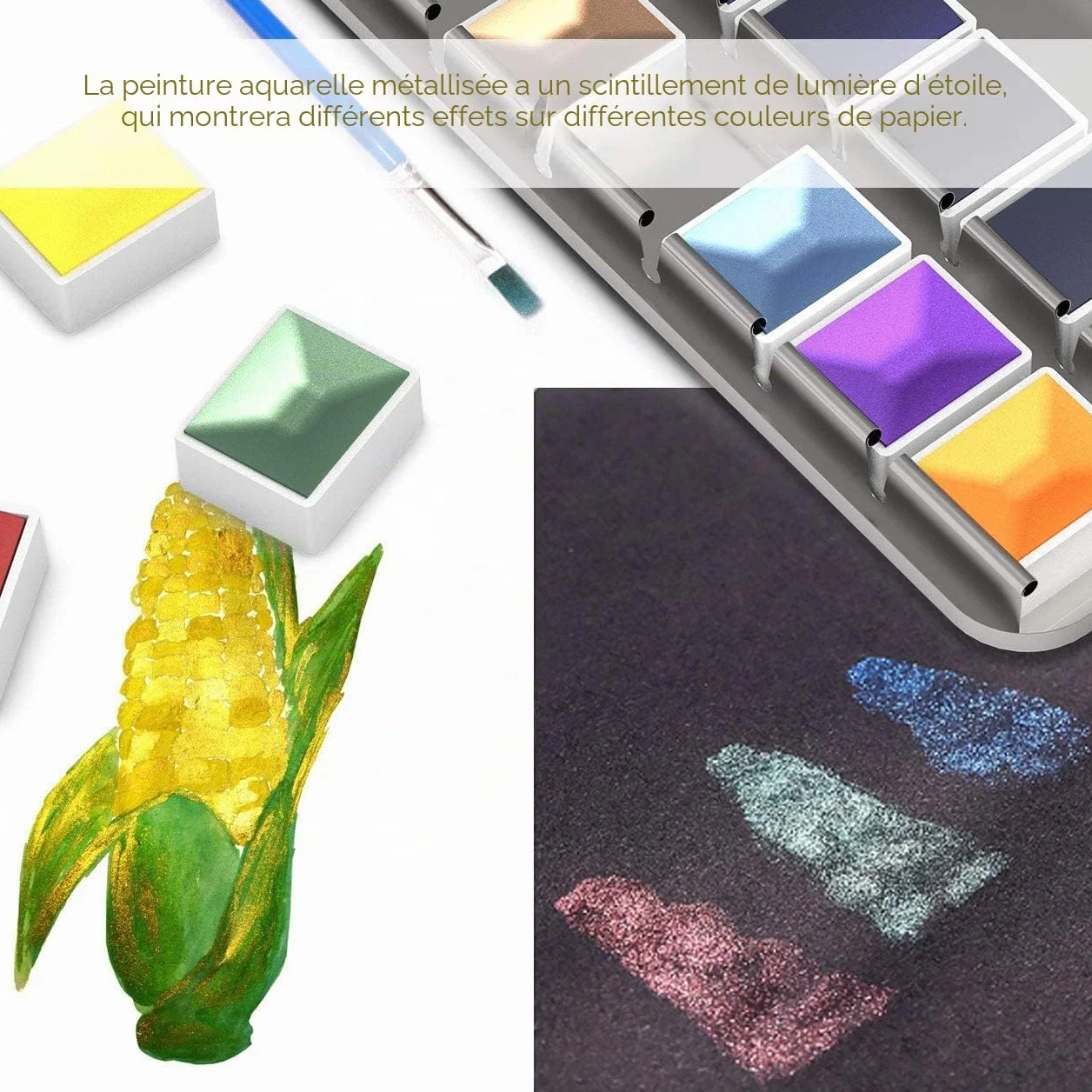 RATEL Ensemble de Peinture à l'Eau Aquarelle 48 Couleurs avec Pinceaux et Papier