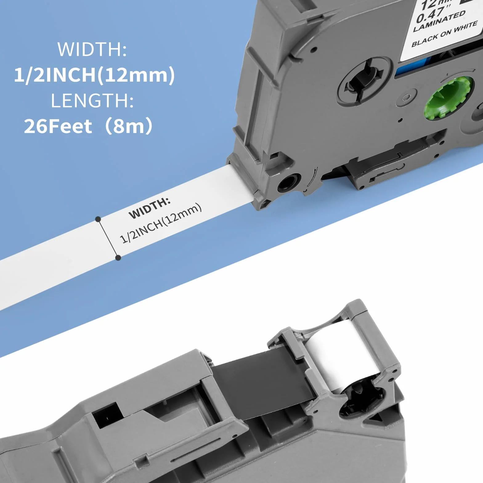Brother TZe-231 Ruban Compatible 12mm Noir sur Blanc Laminé Cassette Etiqueteuse