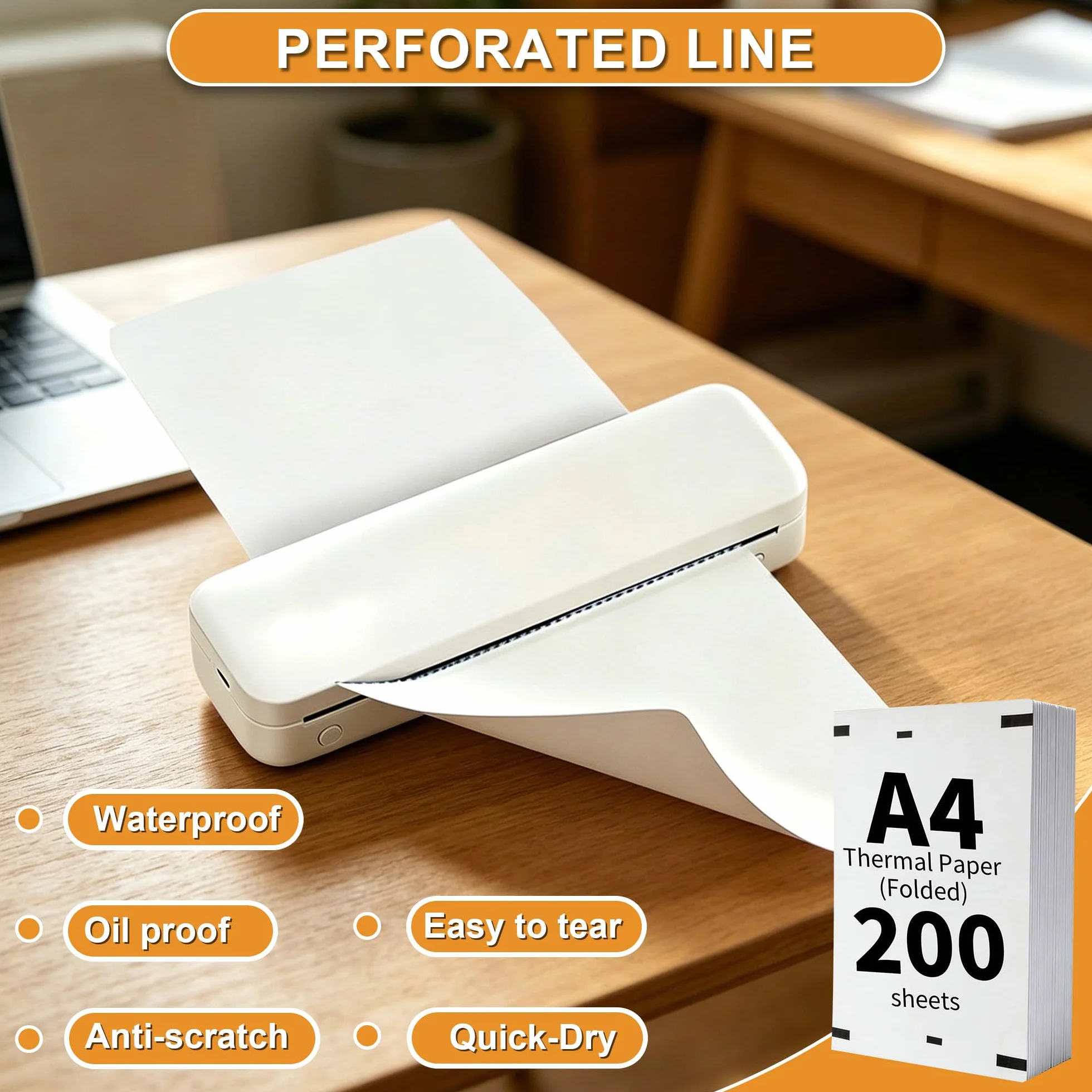 Thermopapier A4 200 Blatt, 210 x 297mm, BPA-frei, Kompatibel mit Thermodruckern