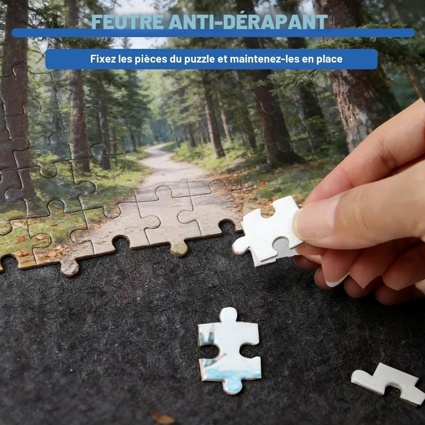 Table puzzle pliable pour 1000 pièces, inclinable avec 6 tiroirs | Planche de puzzle avec support design 2 en 1 et couvercle en feutre super léger pour puzzle jusqu'à 1000 puzzles (noir)
