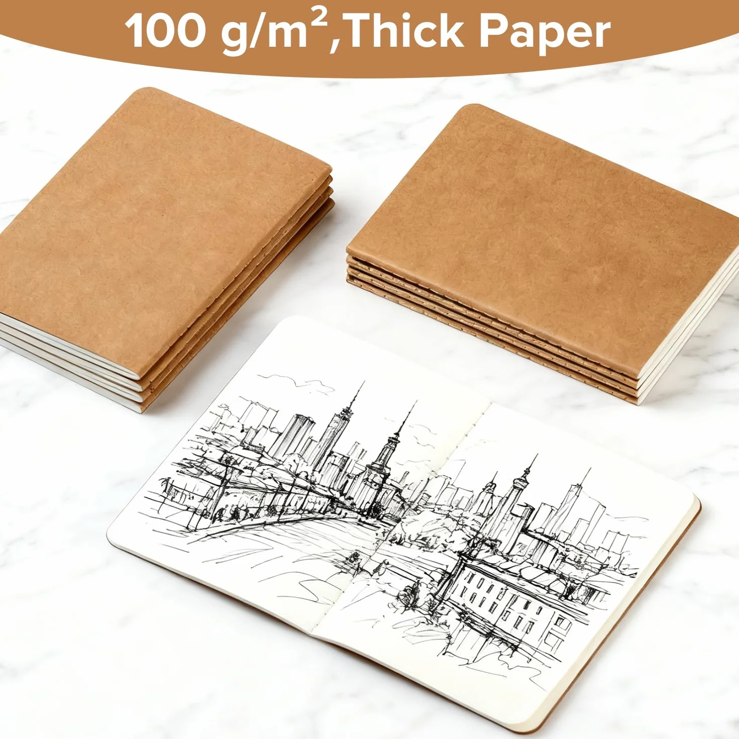 HOMEMARS Cahier Journal Petit Carnet 10x14 cm 60 Pages 100 GSM Papier épais Ensemble de 14 Carnets
