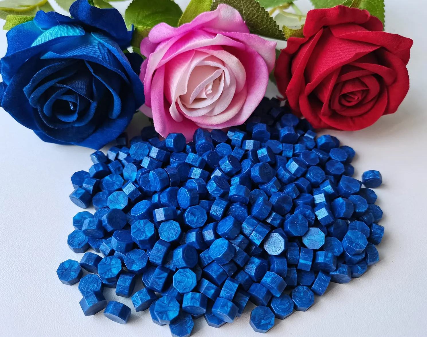 PORXFLY Perles de Cire à Cacheter 400 Pièces pour Sceau, Idéales pour Invitations de Mariage (Bleu saphir)
