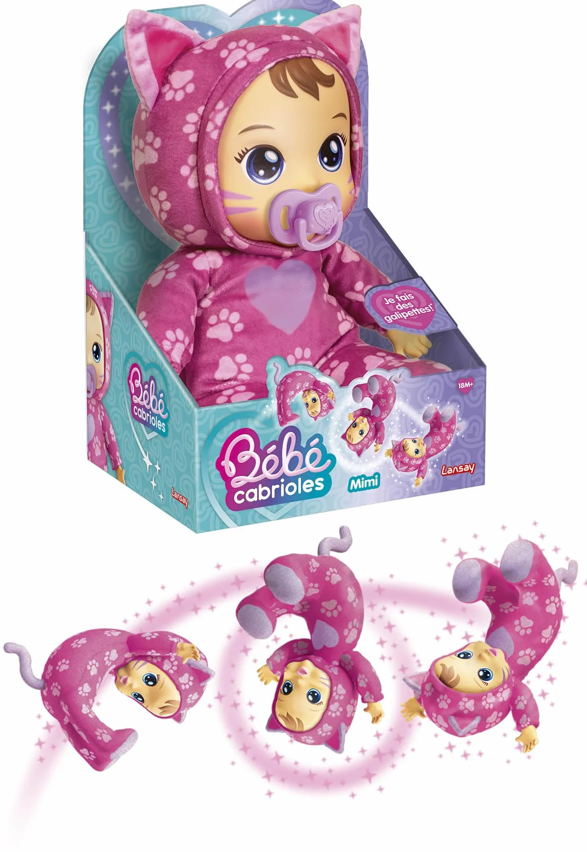 Lansay Mon BÉBÉ CABRIOLES Mimi Le Chat Poupée Interactive Pyjama Chaton Jouet Éveil 2 Ans+