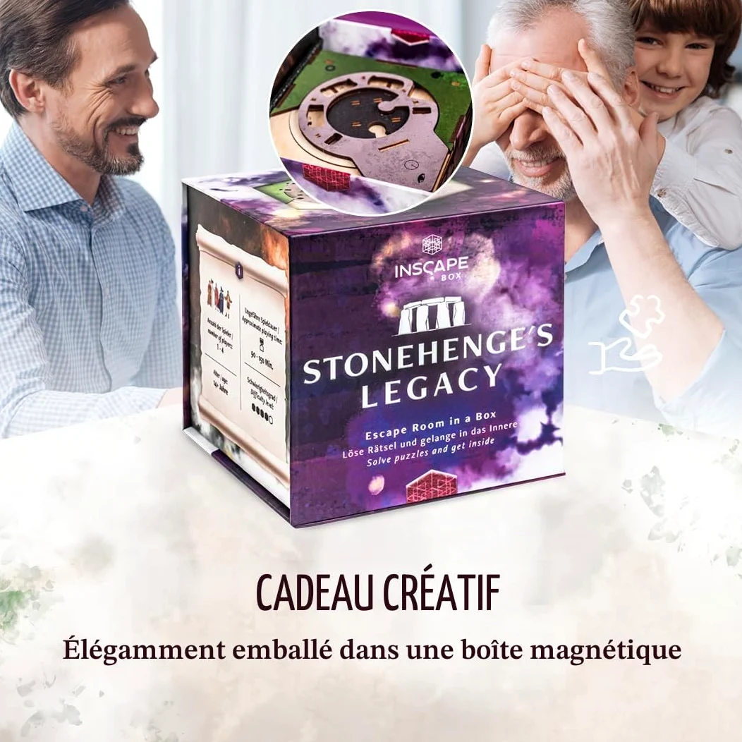 INSCAPE Cluebox Stonehenge Legacy Puzzle interactif 3D en bois avec mécanismes secrets – Vivez le jeu Escape Room – Idéal pour les fans de puzzle et les adultes