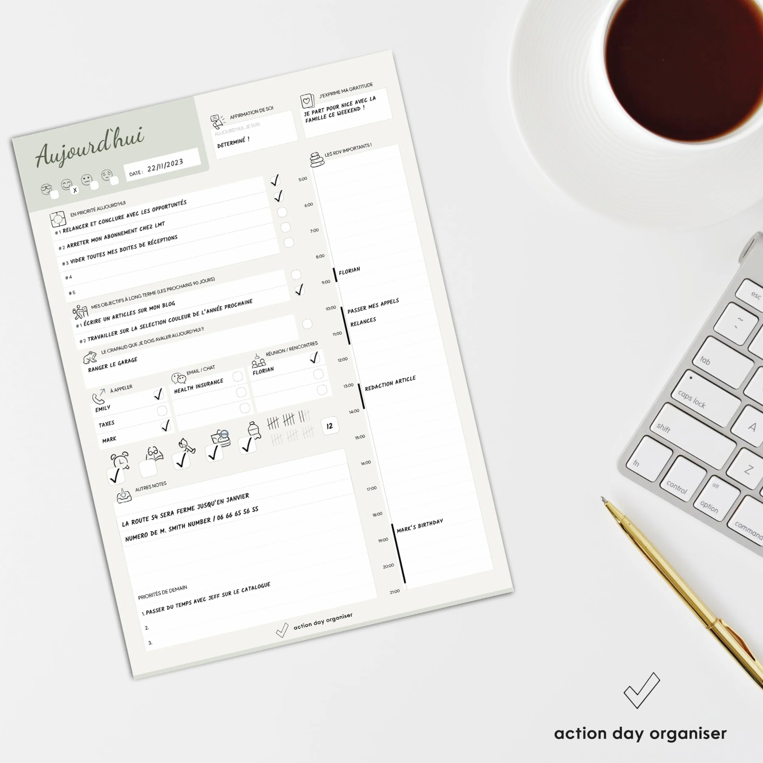 Planner Quotidien Productif Bloc Note To Do List A5 Agenda Professionnel Gestion des Objectifs Tâches Prioritaires