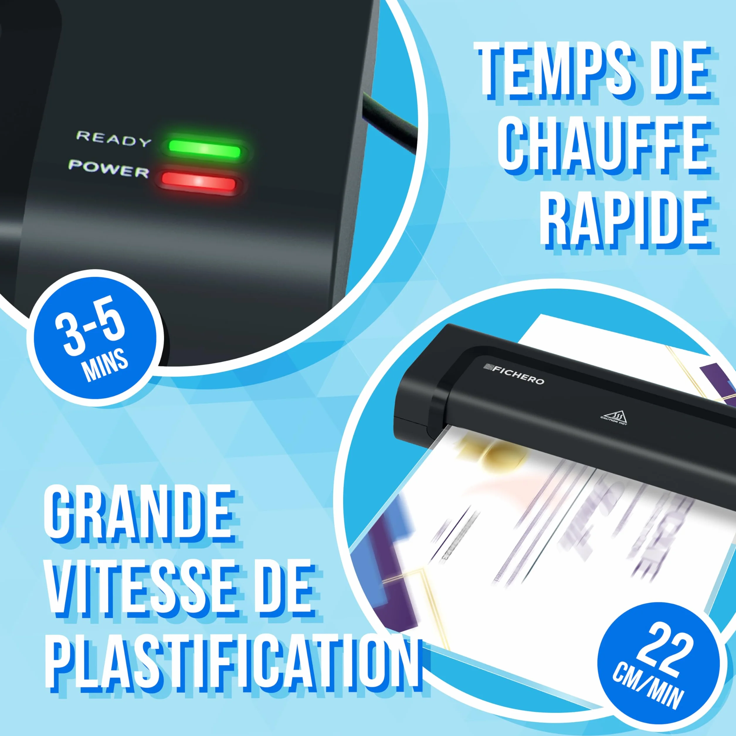 Silvergear Plastifieuse A4 A5 A6 Rapide avec 5 Films de Plastification pour Maison Bureau Ecole