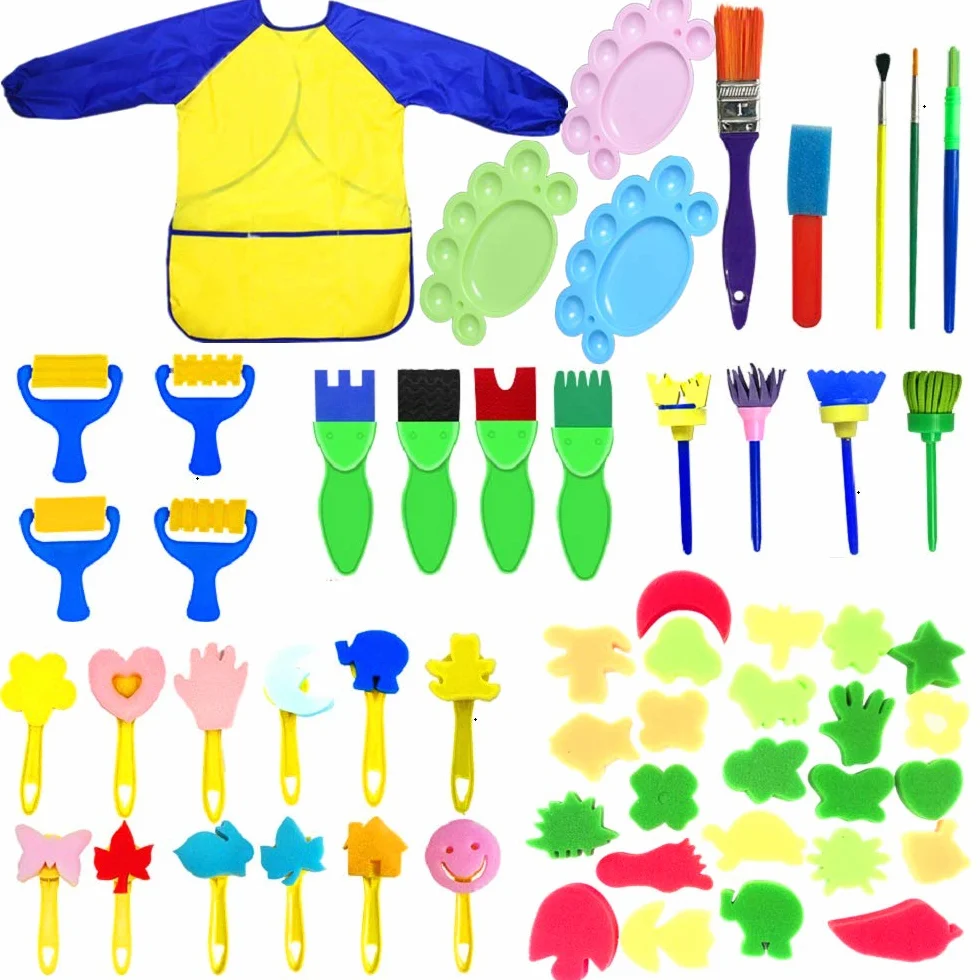 Enfants Peinture Kits 57Pcs Éponge Brosses de Peinture Outils Art DIY
