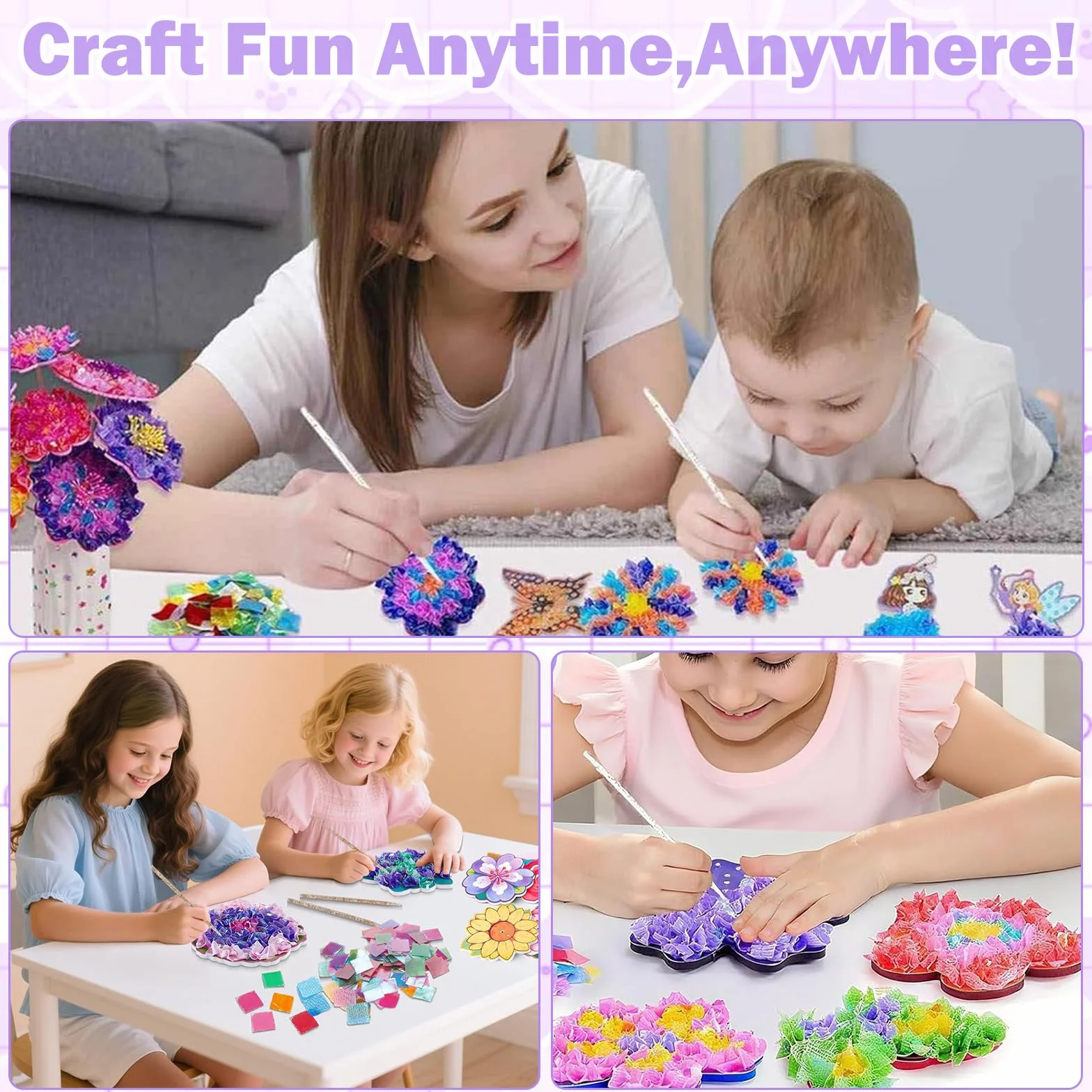 PANYI Set de Bricolage Fleurs Enfants Kit Créatif Fille Cadeaux 4-6 Ans