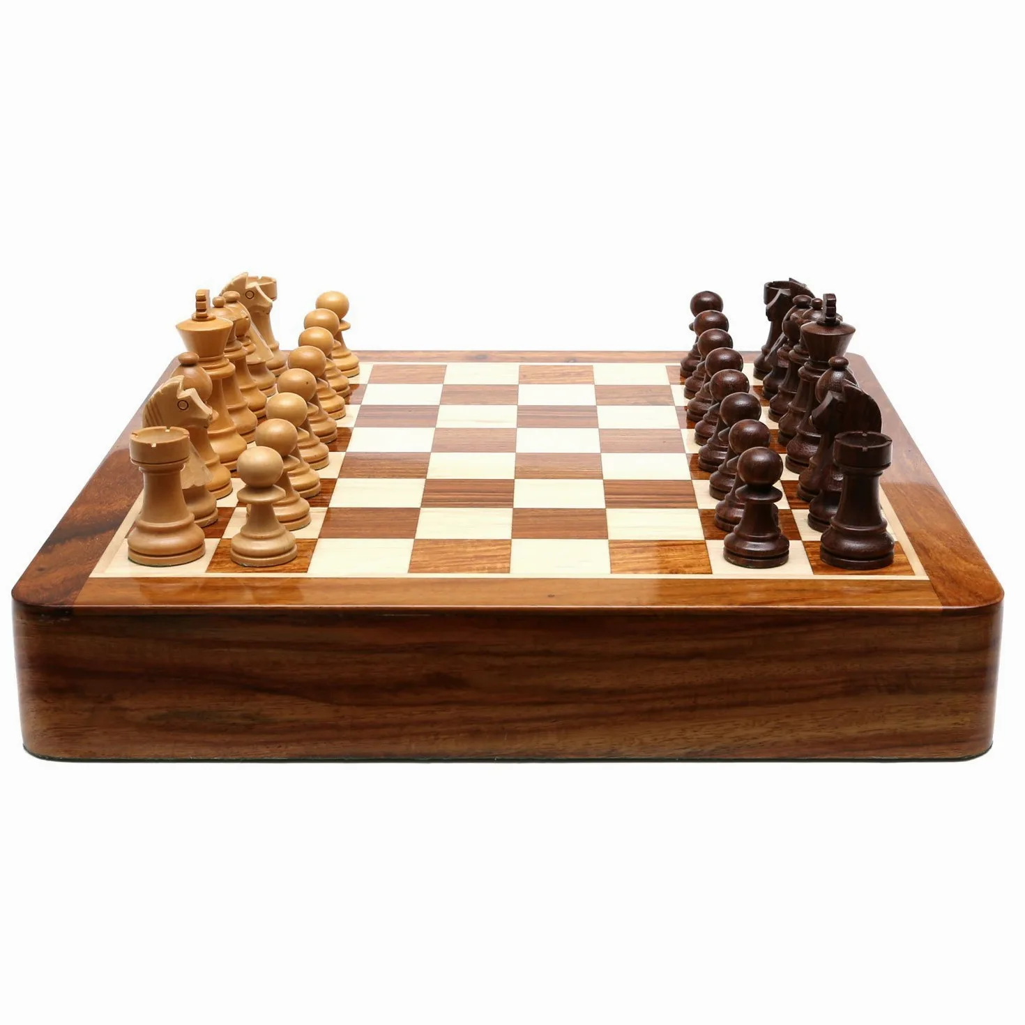 StonKraft Jeu d'échecs magnétique en Bois avec tiroir de Rangement | Jeu de Plateau d'échecs de Voyage avec tiroir Chessman (Plat 12 x 12 Pouces)