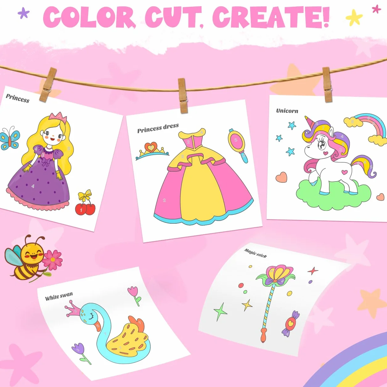 ZMLM Peinture Aquarelle Enfants avec Pinceau, Kits de Loisirs Créatifs Princesse 3-8 Ans