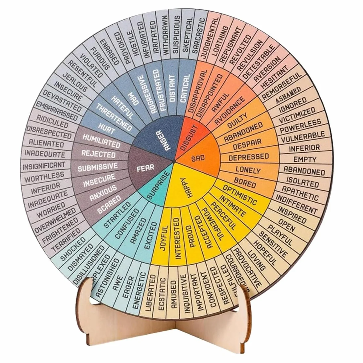 Roue des Sentiments en Bois avec Support 15 cm x 15 cm