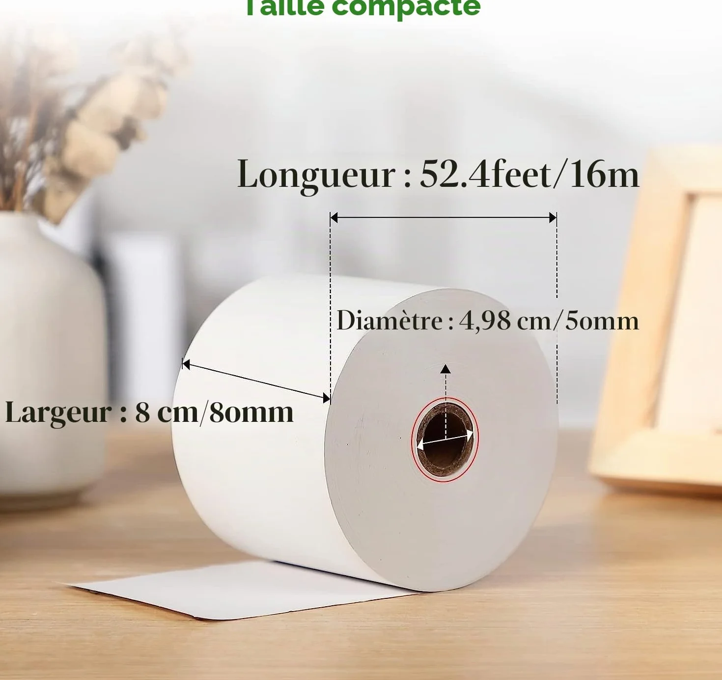 MUNBYN Papier Thermique 80mm POS Bobine 80x50mm Rouleau Ticket De Caisse 10 Rolls