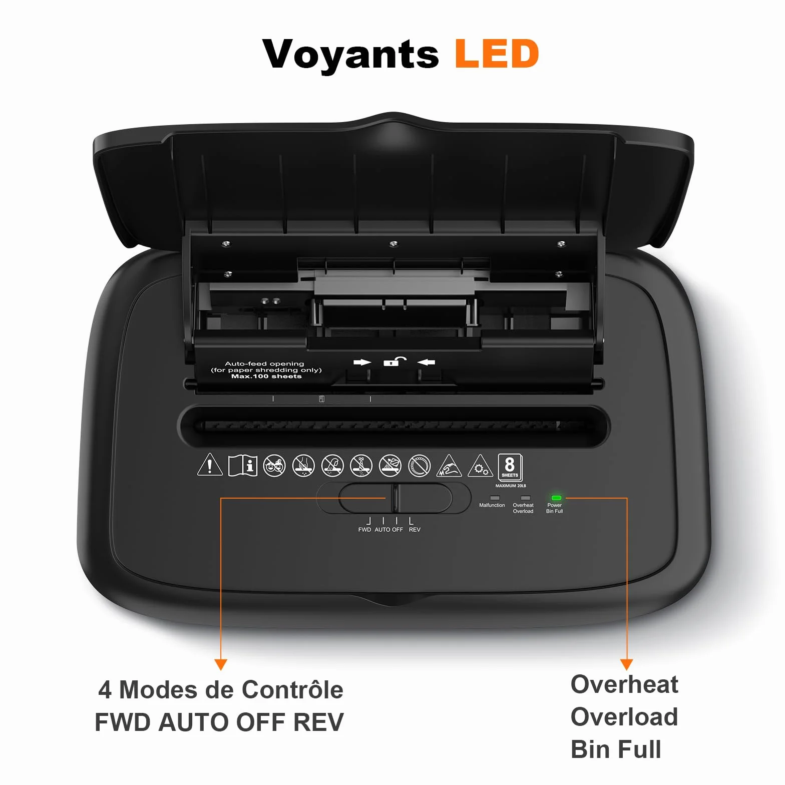 Bonsaii Destructeur de Documents Coupe Micro-particulaire P4, Alimentation Automatique 100 Feuilles, 30 Min Continu, 16L, C231-D
