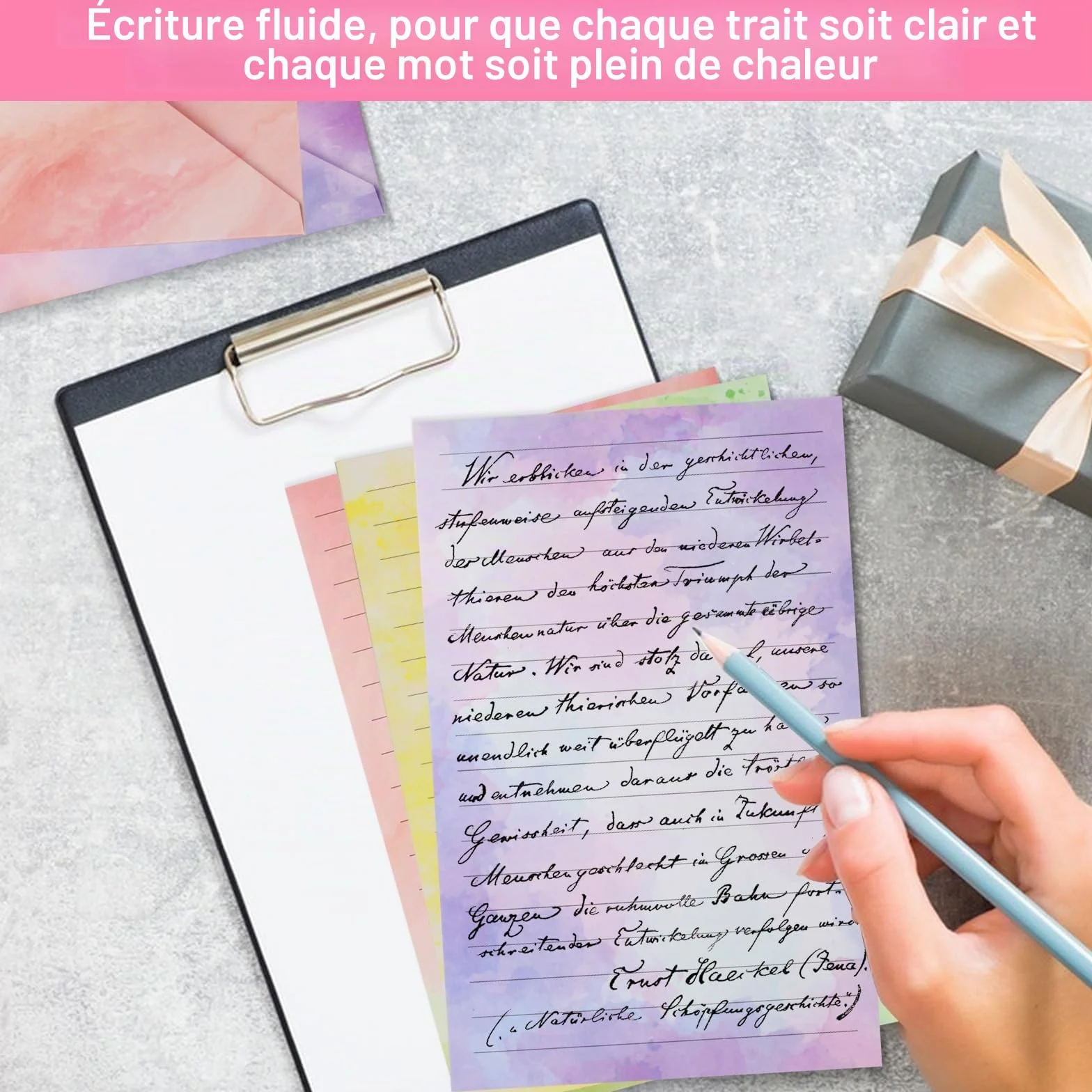 Papier à Lettres Vintage Aquarelle 160 Feuilles avec Enveloppes et 60 Autocollants pour Invitations Saint-Valentin