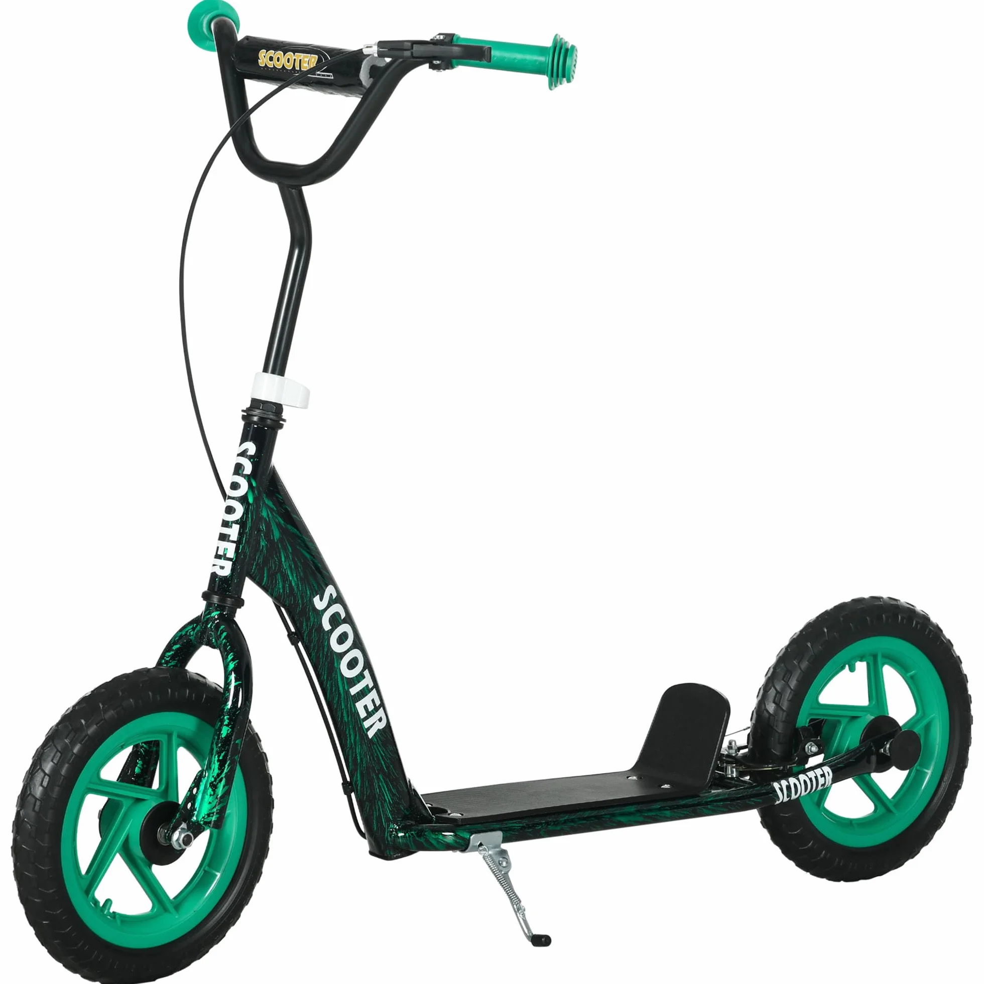 AIYAPLAY Trottinette Enfant 6-12 Ans Grandes Roues 30 cm Hauteur Réglable Frein Arrière Béquille