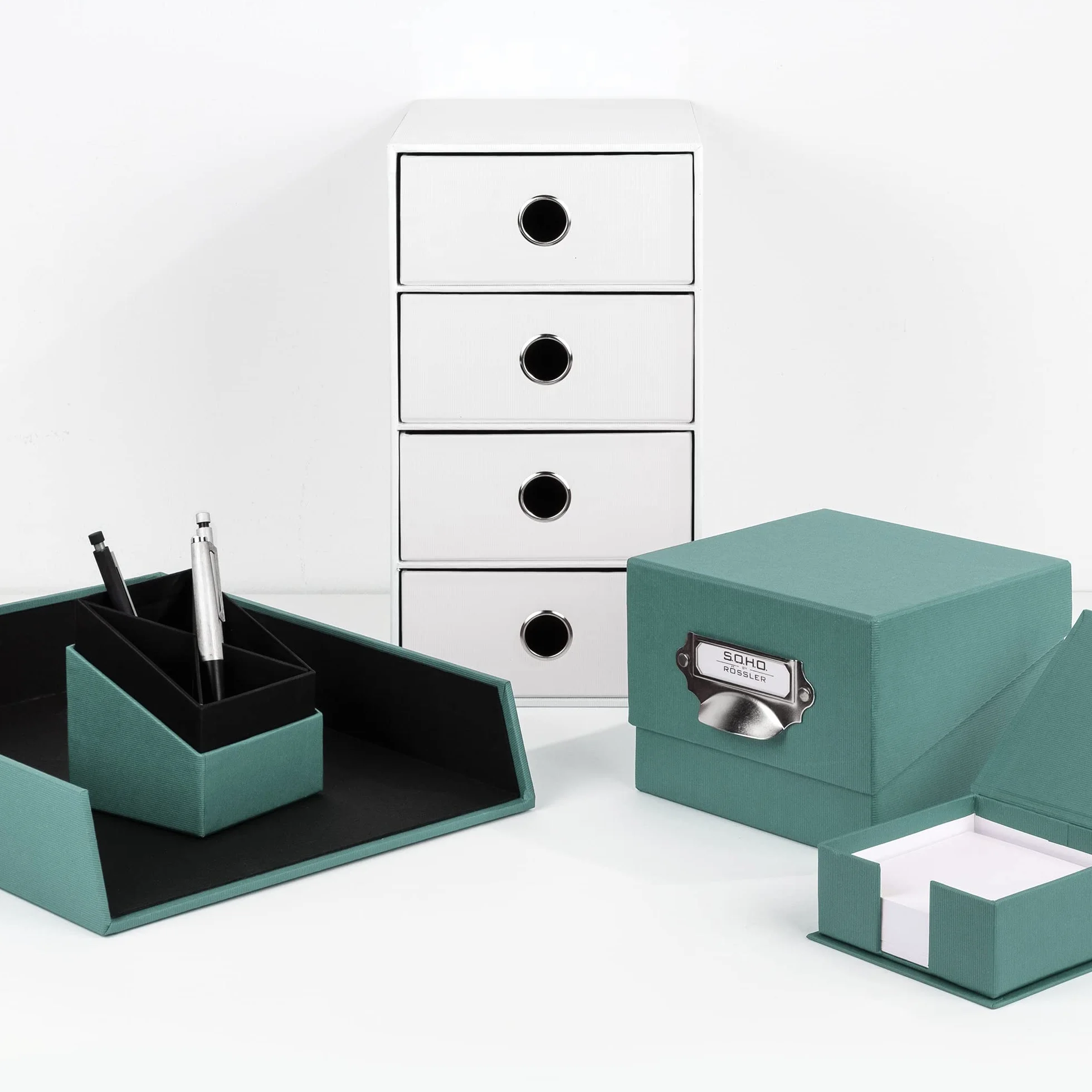 Rössler Papier S.O.H.O. Fotobox Boîte de rangement opale 167 x 125 x 152 mm étiquette inscriptible 1 pièce DIN A6