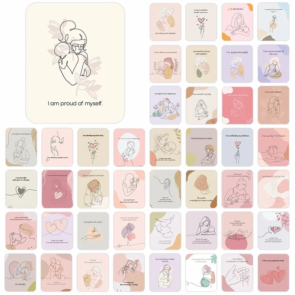 Cartes d'affirmation pour nouvelle maman - Lot de 45 - Cadeau fête des mères - Messages d'autonomisation - Essentiels post-partum