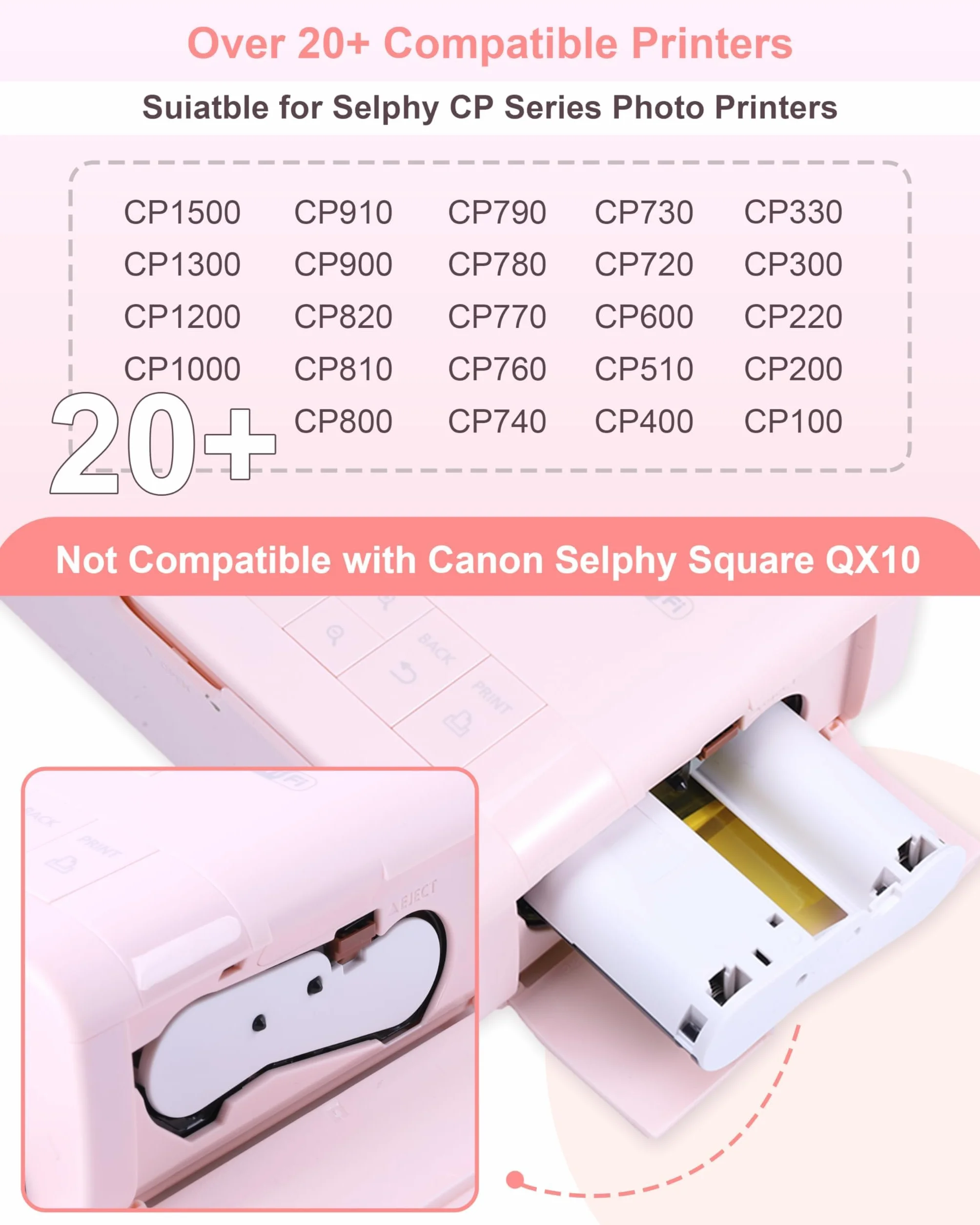 Canon Selphy CP1300 Papier Photo Cartouche Compatible KP-108IN 3115B001 108 Feuilles 100x148mm