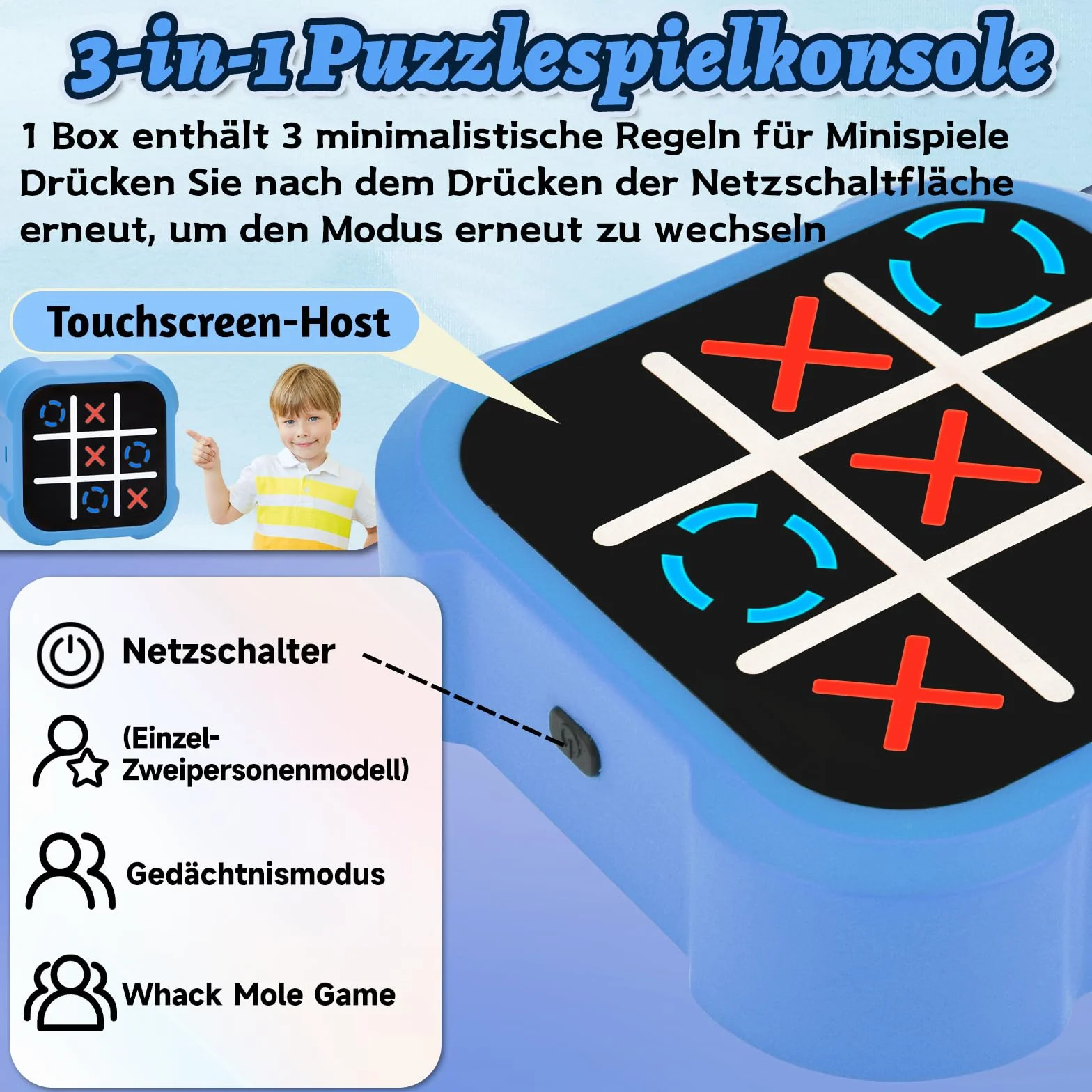 Jeu de Tic Tac Toe Électronique Portable avec Console de Voyage, Jouets de Société Fidget, Jeu de Puzzle pour Enfants et Adultes (Jaune)