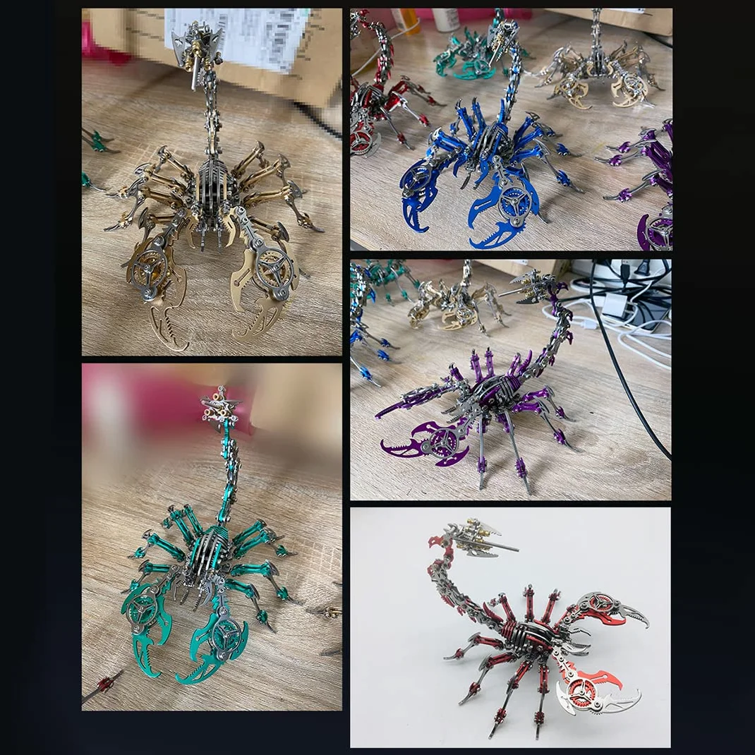Kit de modèle de scorpion 3D en métal - Casse-tête biomimétique - Assemblage en métal - Pour collectionneurs (200 pièces + vert)