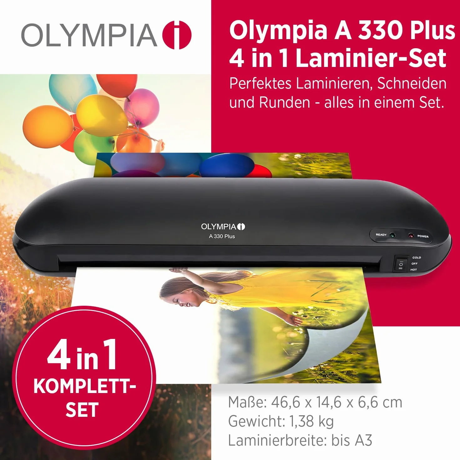 Olympia A 330 Plus Plastifieuse 4 en 1 Noir