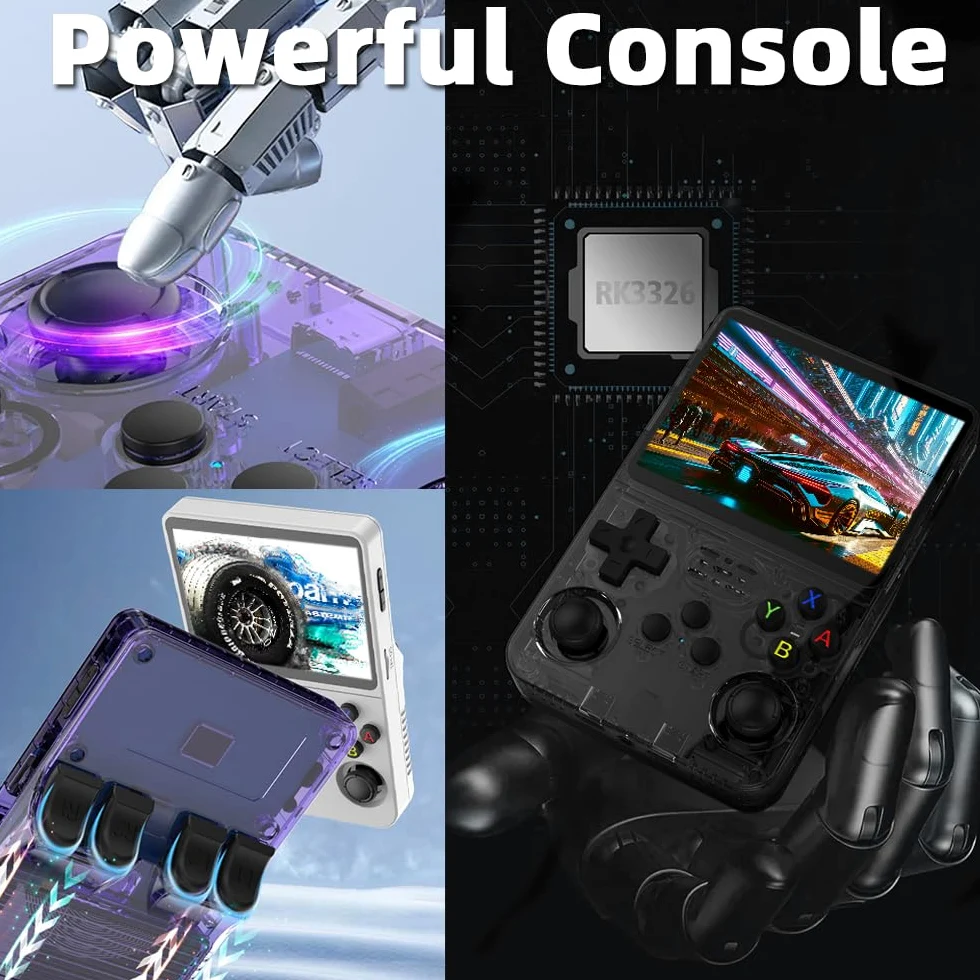 R36S-Console de jeu portable 3,5" 640 x 480 IPS 3200 mAh RK3326 Blanc