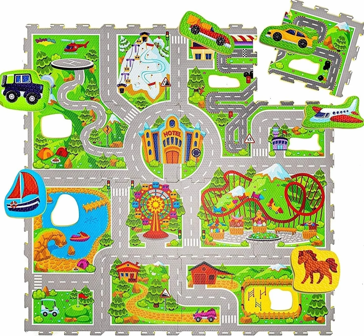Hakuna Matte Tapis Puzzle pour enfants 1,2 x 1,2 m 16 carreaux mousse à encastrer épais doux certifié EN-71