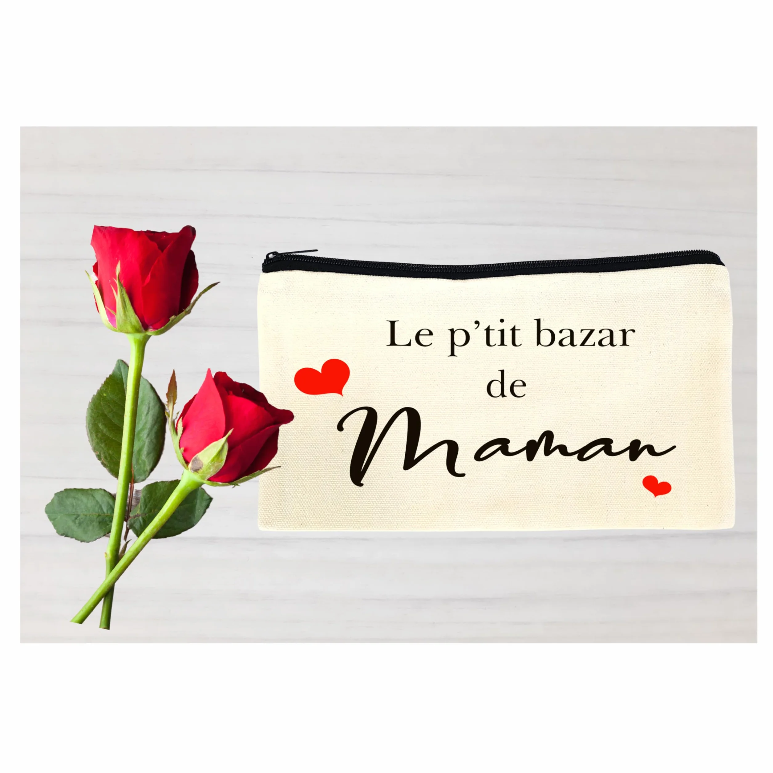 Pochette de maquillage en toile à fermeture éclaire personnalisée sac de voyage cadeau