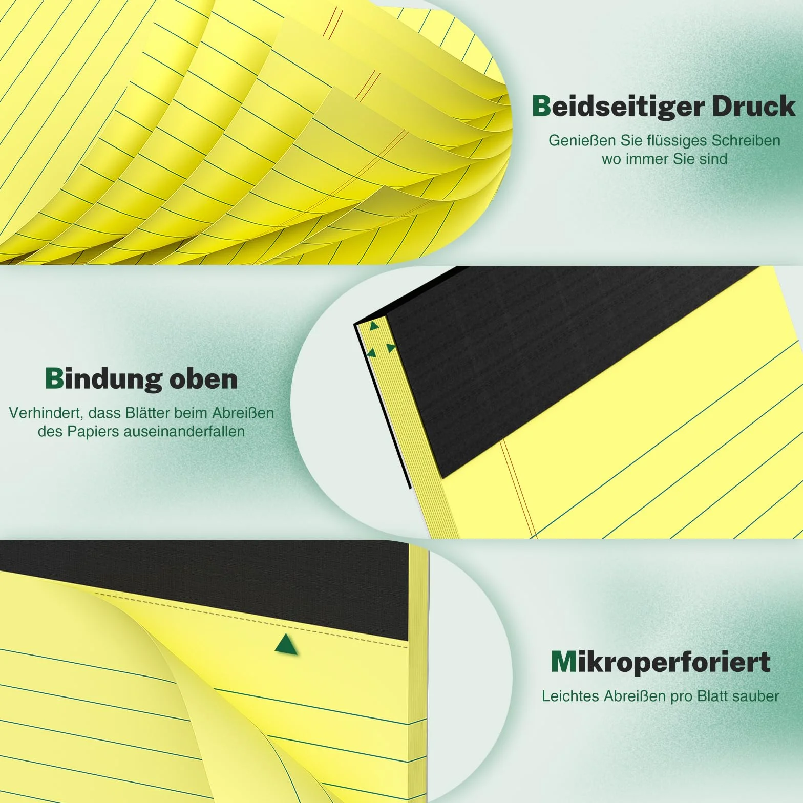 Lot de 3 blocs-notes A4 - Papier jaune ligné - 30 feuilles par bloc