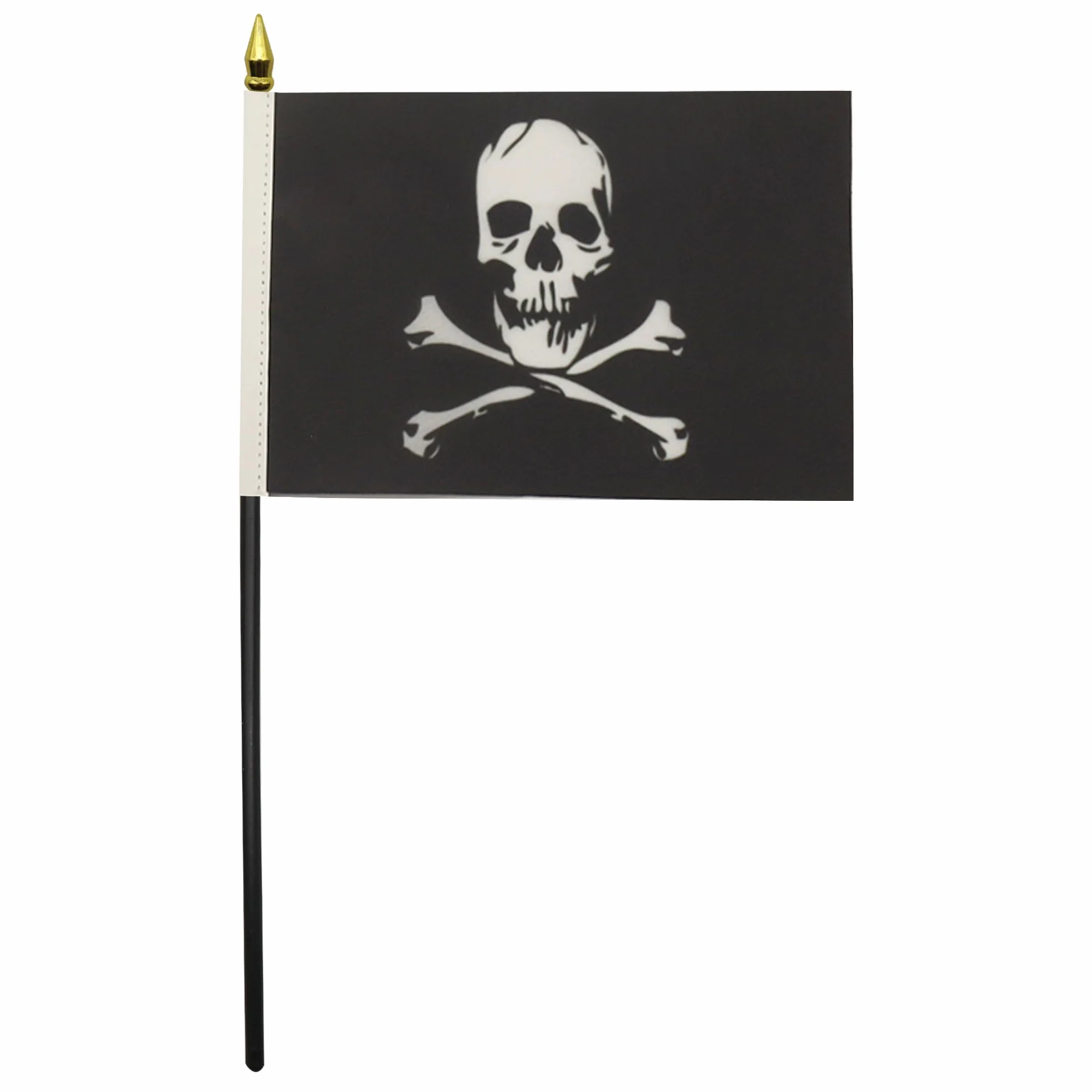 AZ FLAG Mini Drapeau Pirate tête de mort 15x10 cm Drapeau Corsaire 100% Polyester Hampe Pointe Dorée 25cm