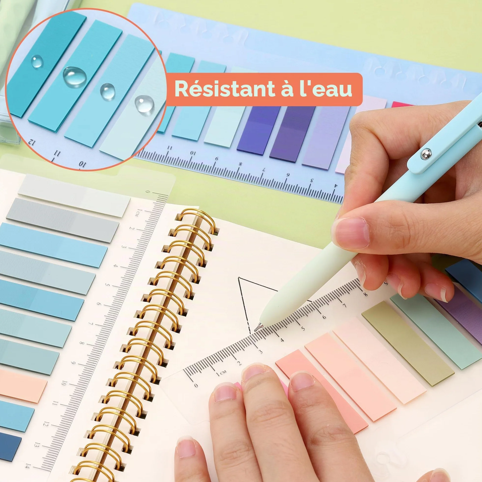 JIANTA 2000 Pièces Marque Page Adhésif, 10 Styles Index Tabs avec Règle, Bookmark Sticky Notes