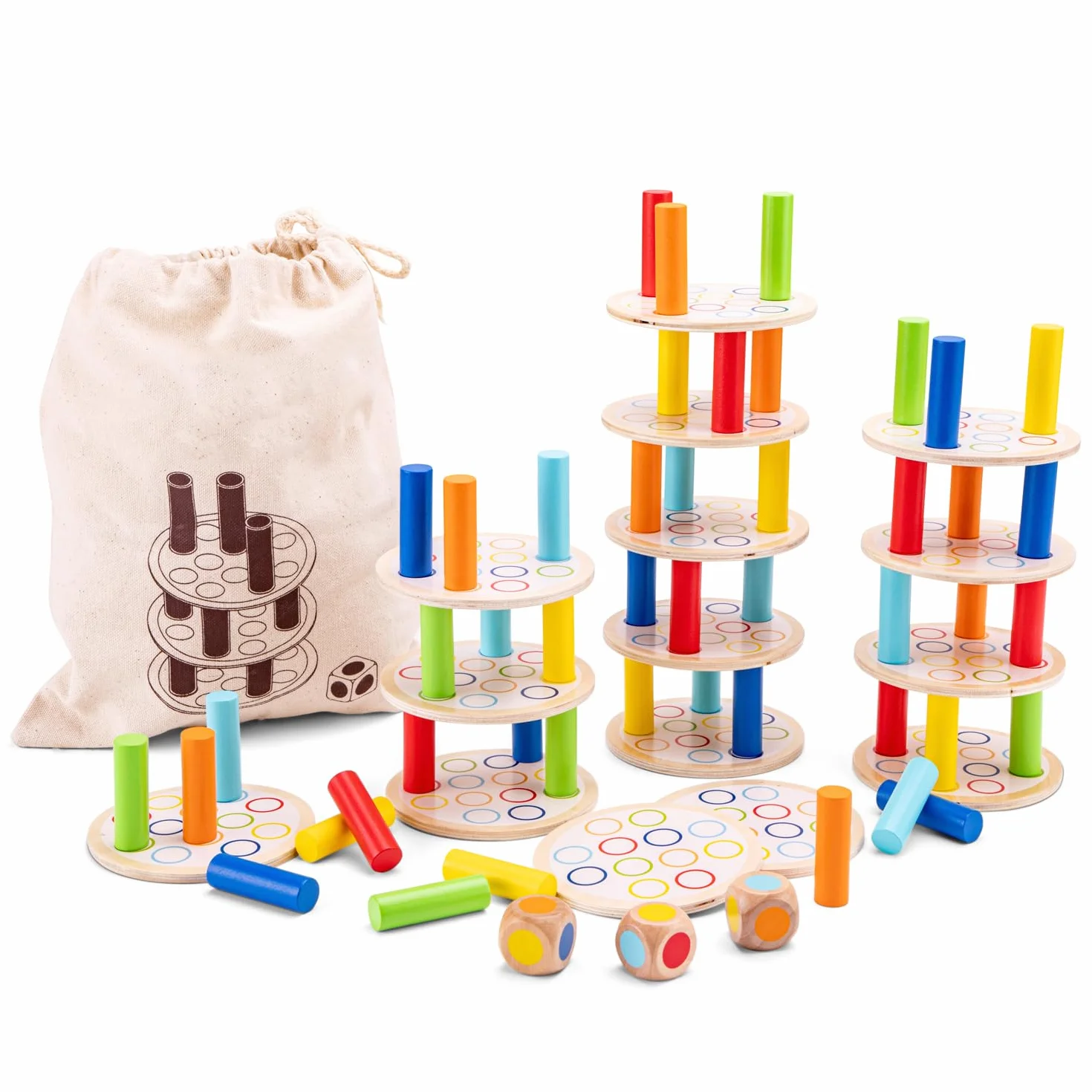 Woet® Jeu Tour d’Équilibre Jouet en Bois Empilage Éducatif 3 Ans