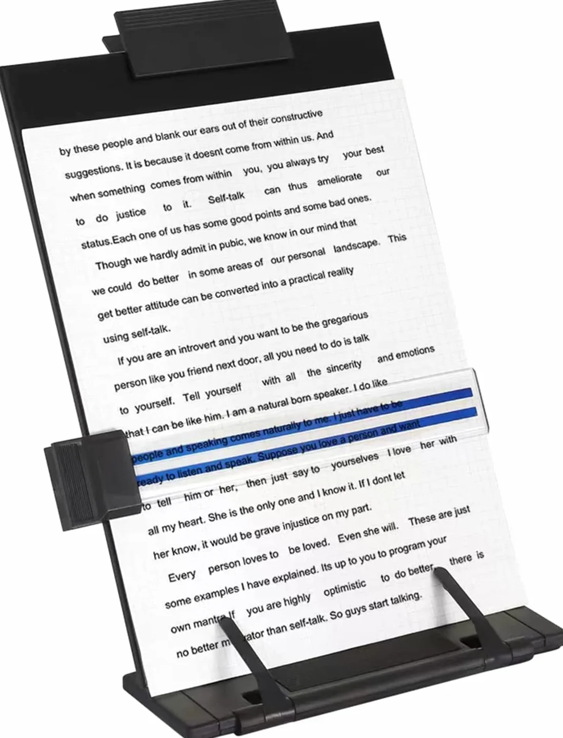 Porte-documents Bureau avec Guides-lignes, Porte-copie Chevalet, 7 Positions Réglables, Métallique, Noir